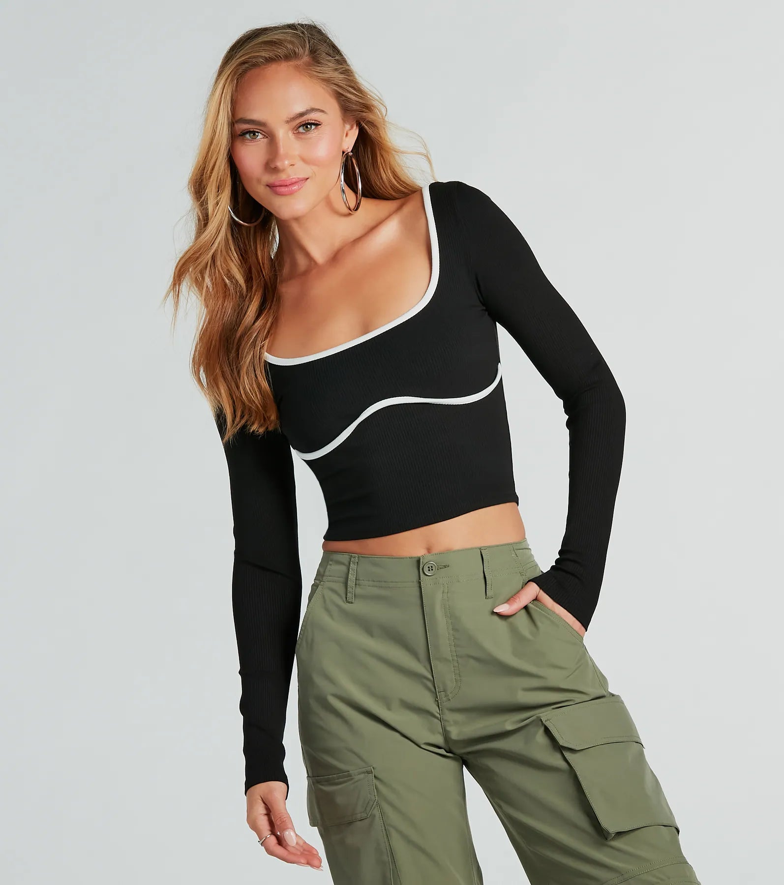 Ultimate Read Between The Lines Contrast Crop Top - Elevate Your Style