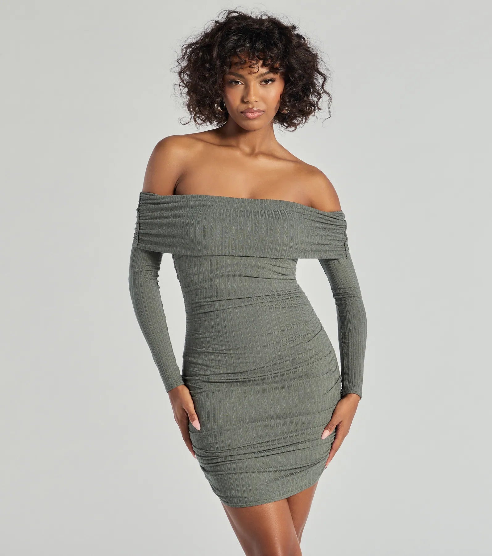 Ultimate Flawless Style Off-The-Shoulder Knit Mini Dress