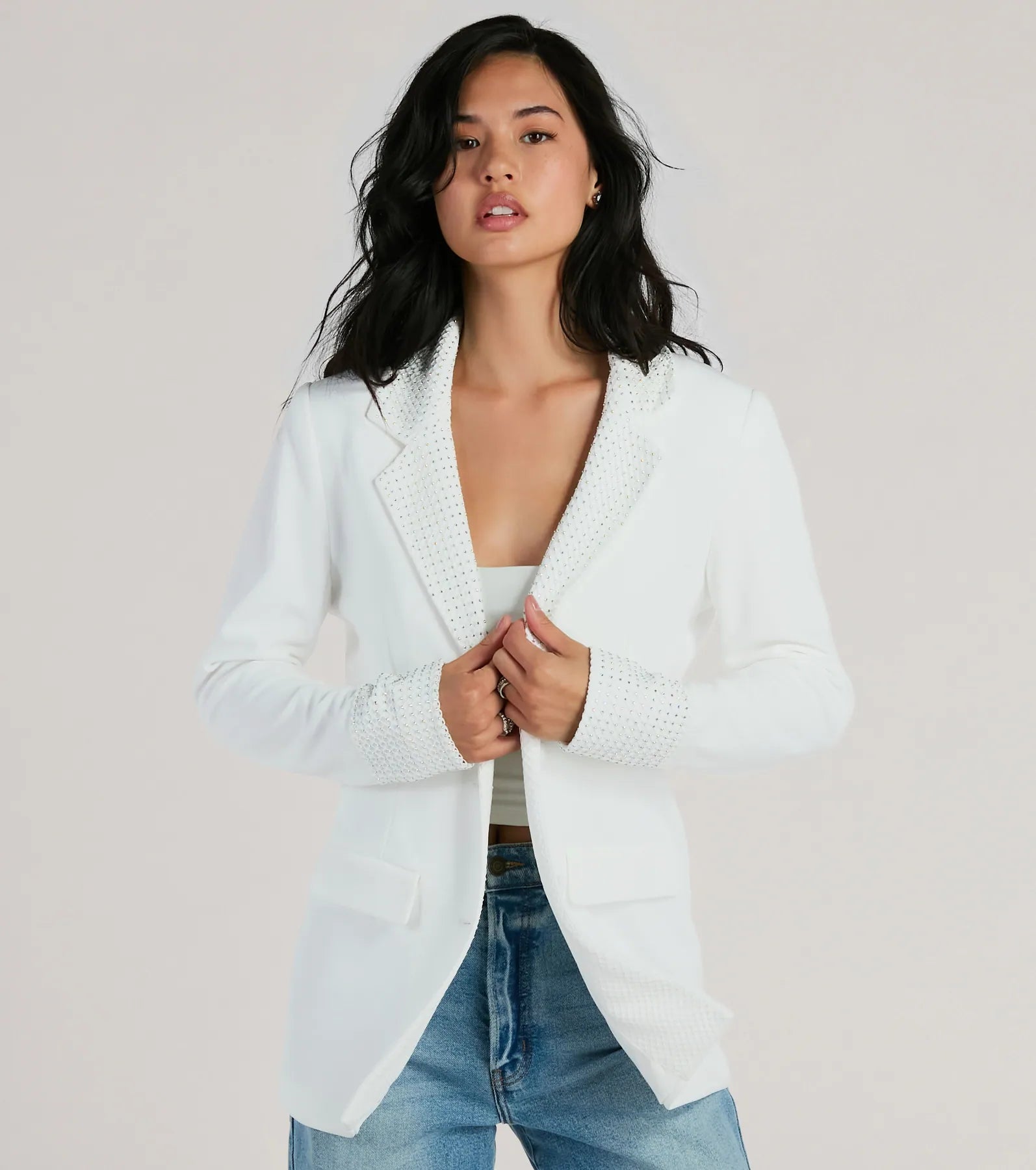 Ultimate Glam Rhinestone Fishnet Blazer