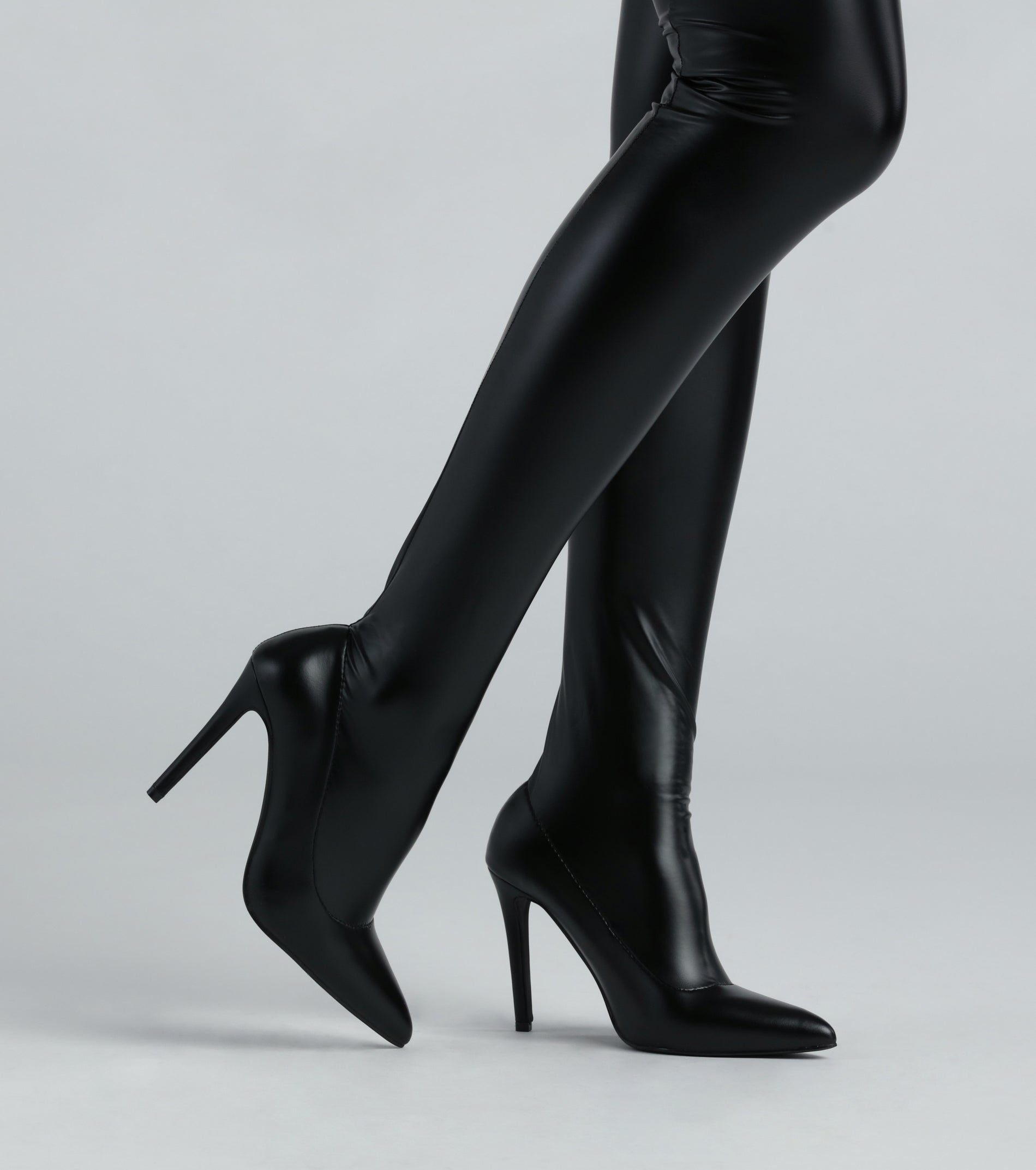 Ultimate Runway Faux Leather Legging Boots with Stiletto Heel