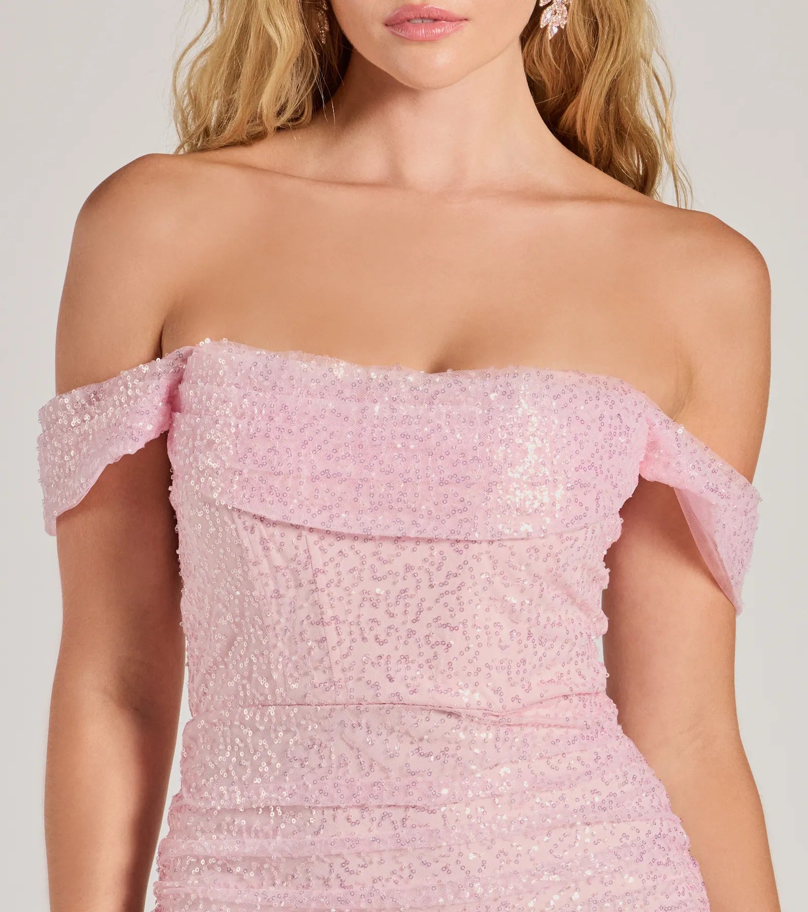 Ultimate Glam Kiara Sequin Beaded Off-The-Shoulder Mini Dress