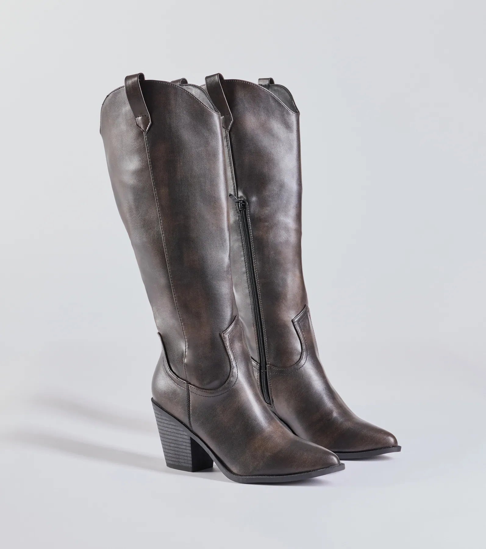 Ultimate Bold & Chic Distressed Faux Leather Western Boots