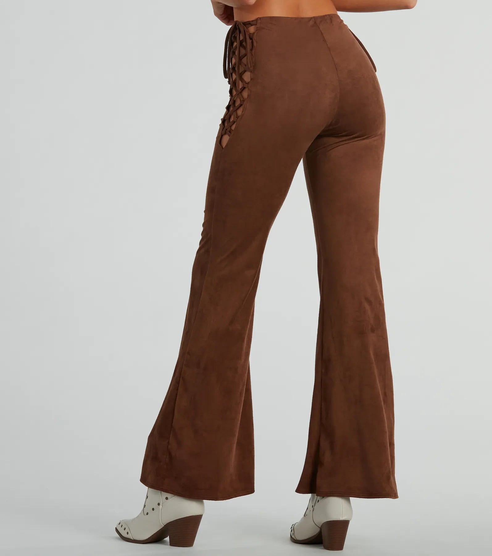 Ultimate All Laced-Up Flare Faux Suede Pants