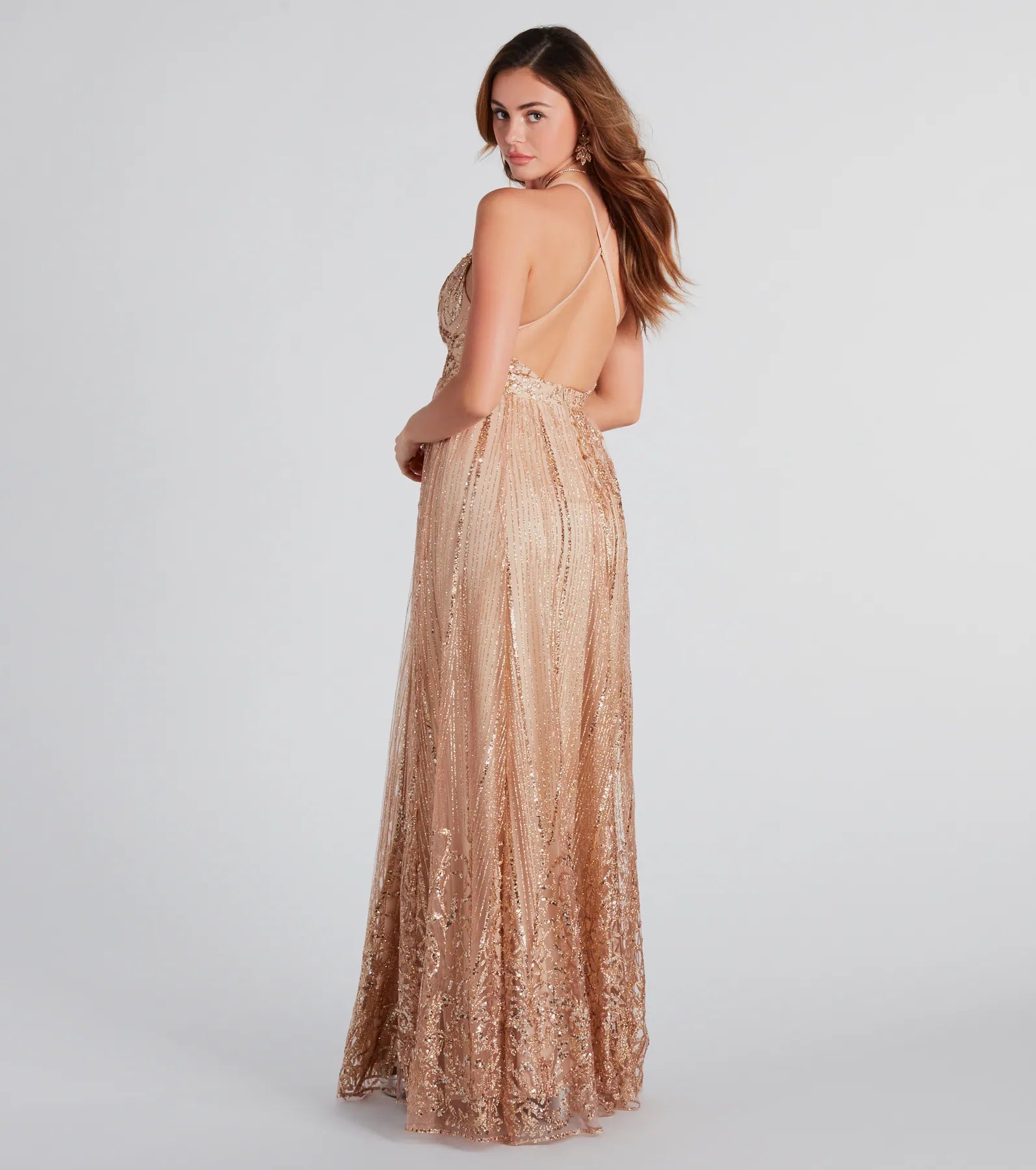 Premium Caitlyn Glitter Sequin A-Line Evening Gown