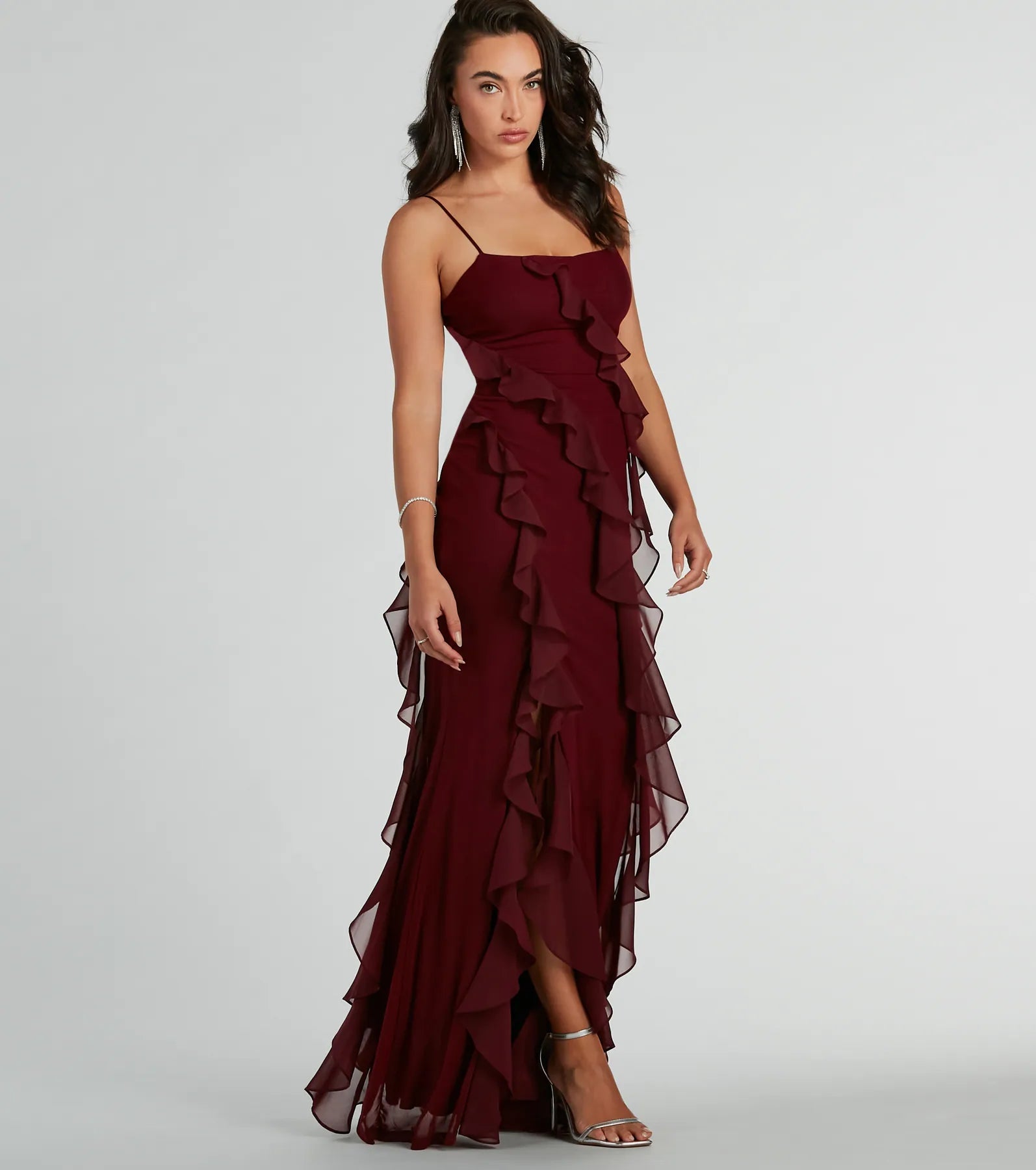 Sophia Premium Lace-Up Mermaid Formal Dress with Ruffle Details