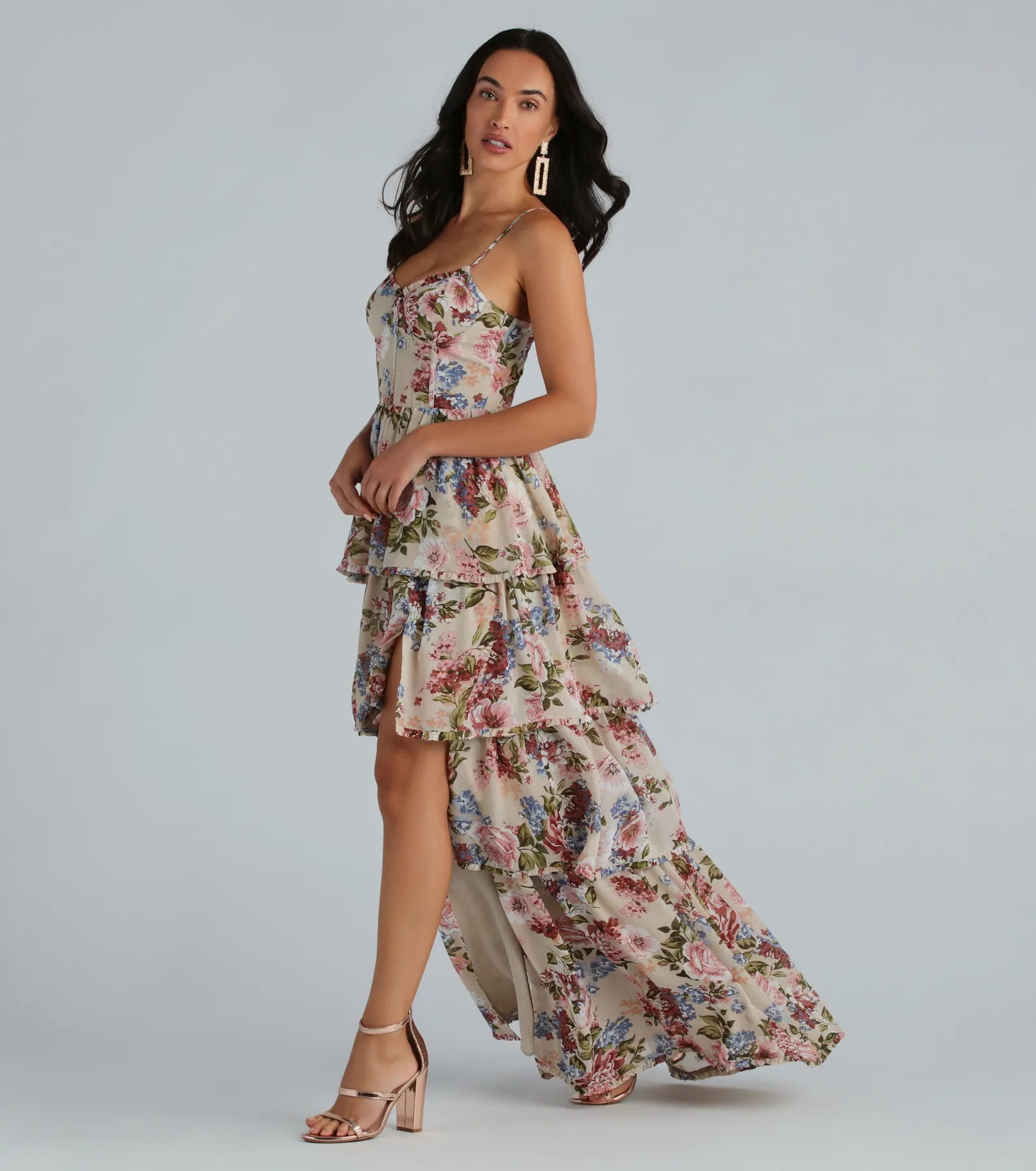 Ultimate Natalie Floral Ruffle A-Line Dress for Bridesmaids & Formal Events