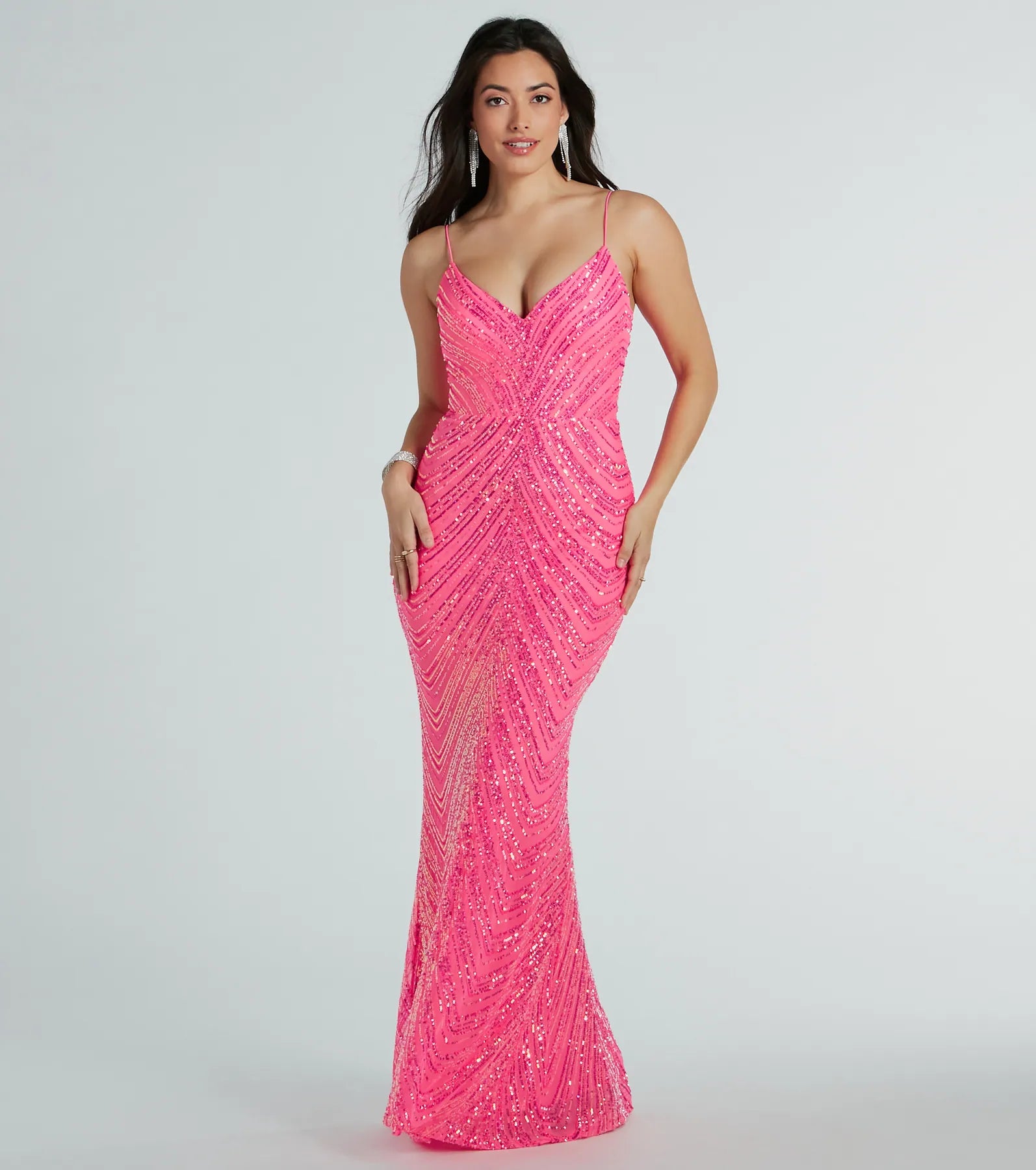 Premium May V-Neck Mermaid Sequin Formal Gown