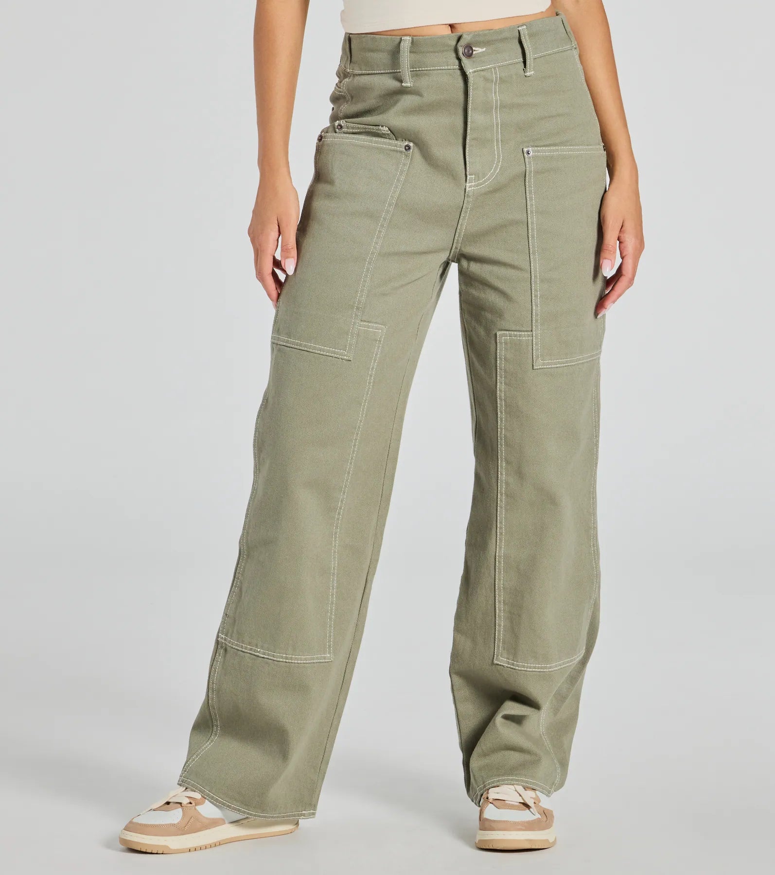 Premium Wide-Leg Twill Cargo Pants - Effortless Style Upgrade