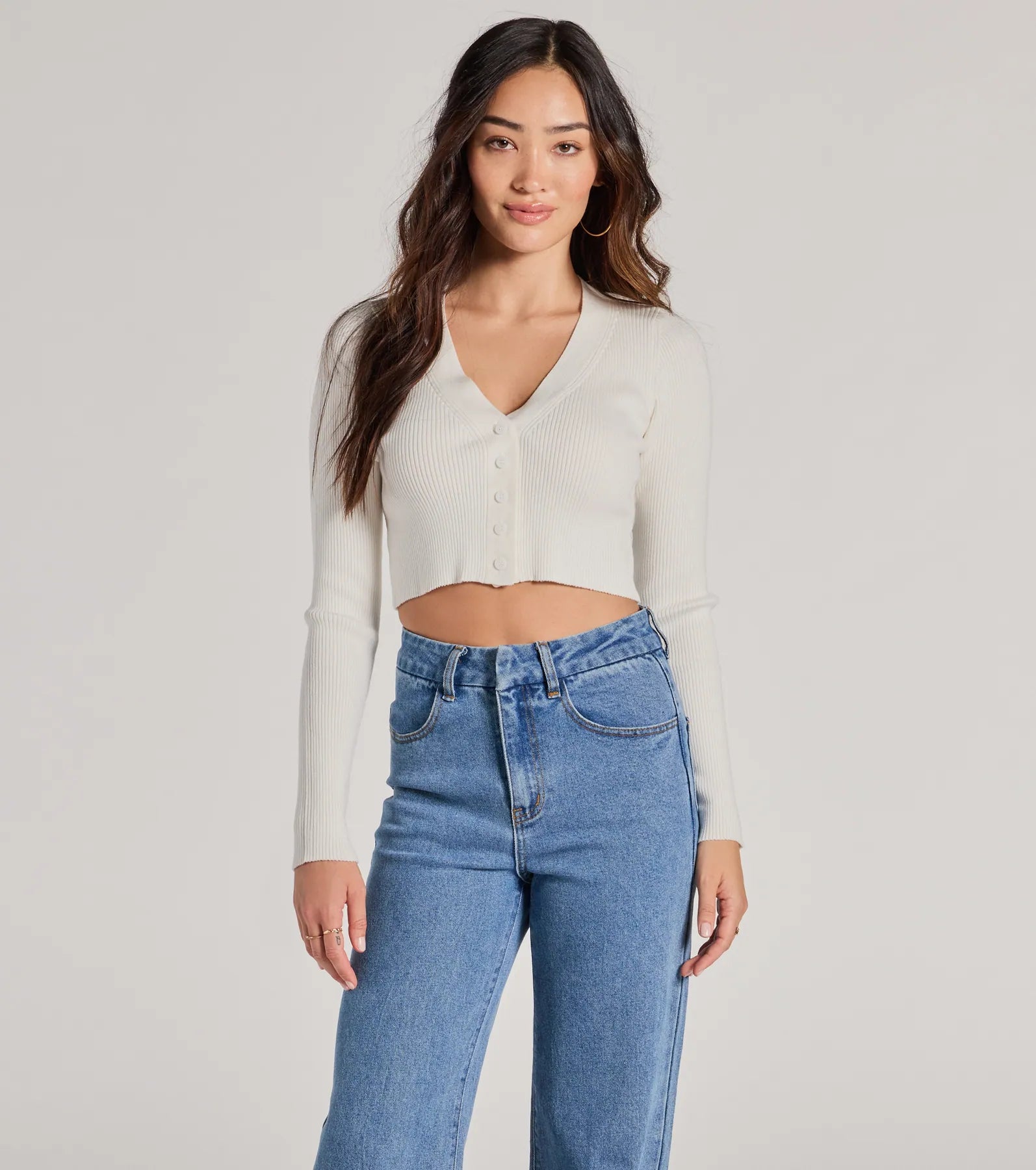 Ultimate Darling Layer V-Neck Button Crop Cardigan