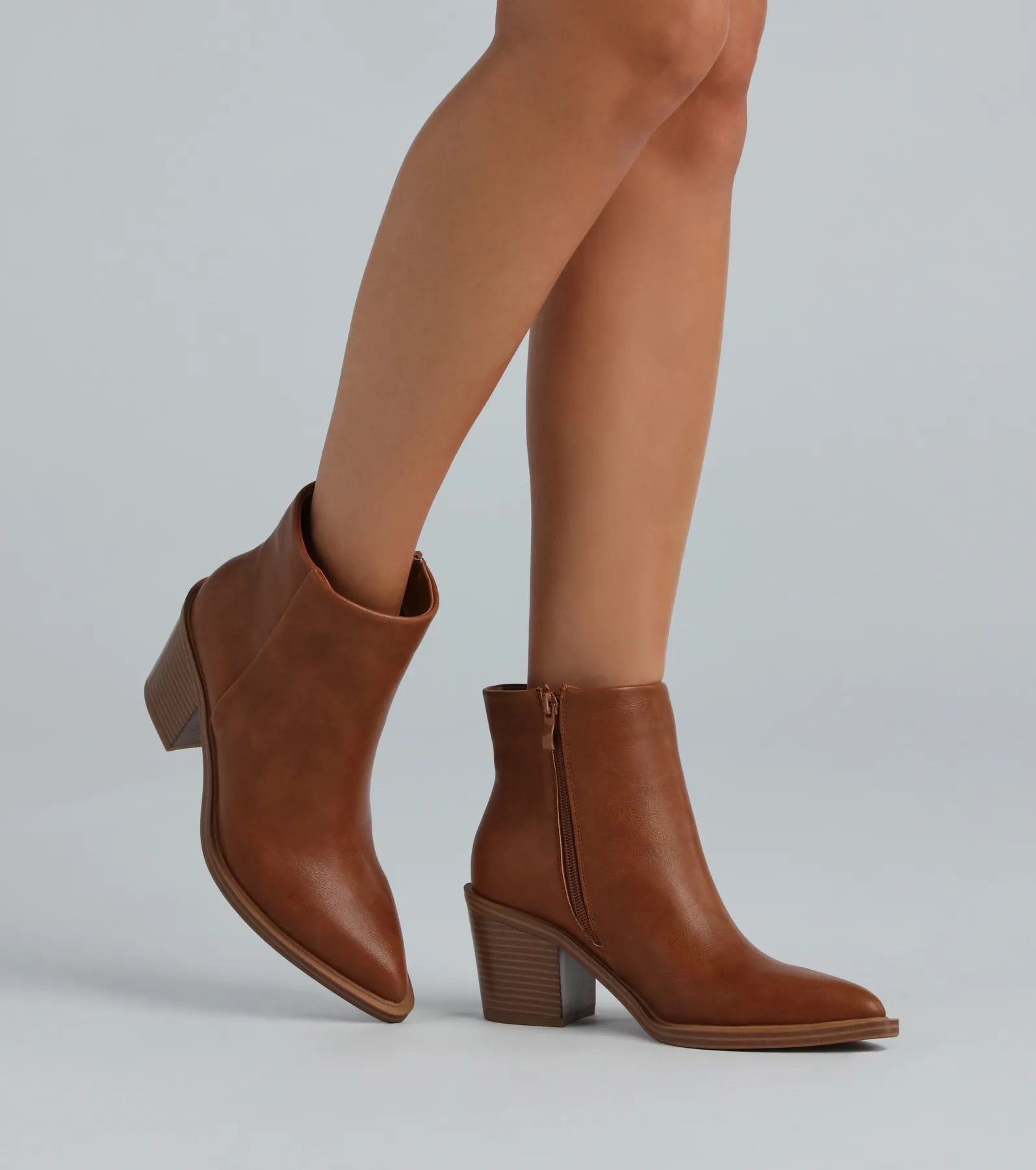 Ultimate Faux Leather Block Heel Booties - Stylish & Comfortable