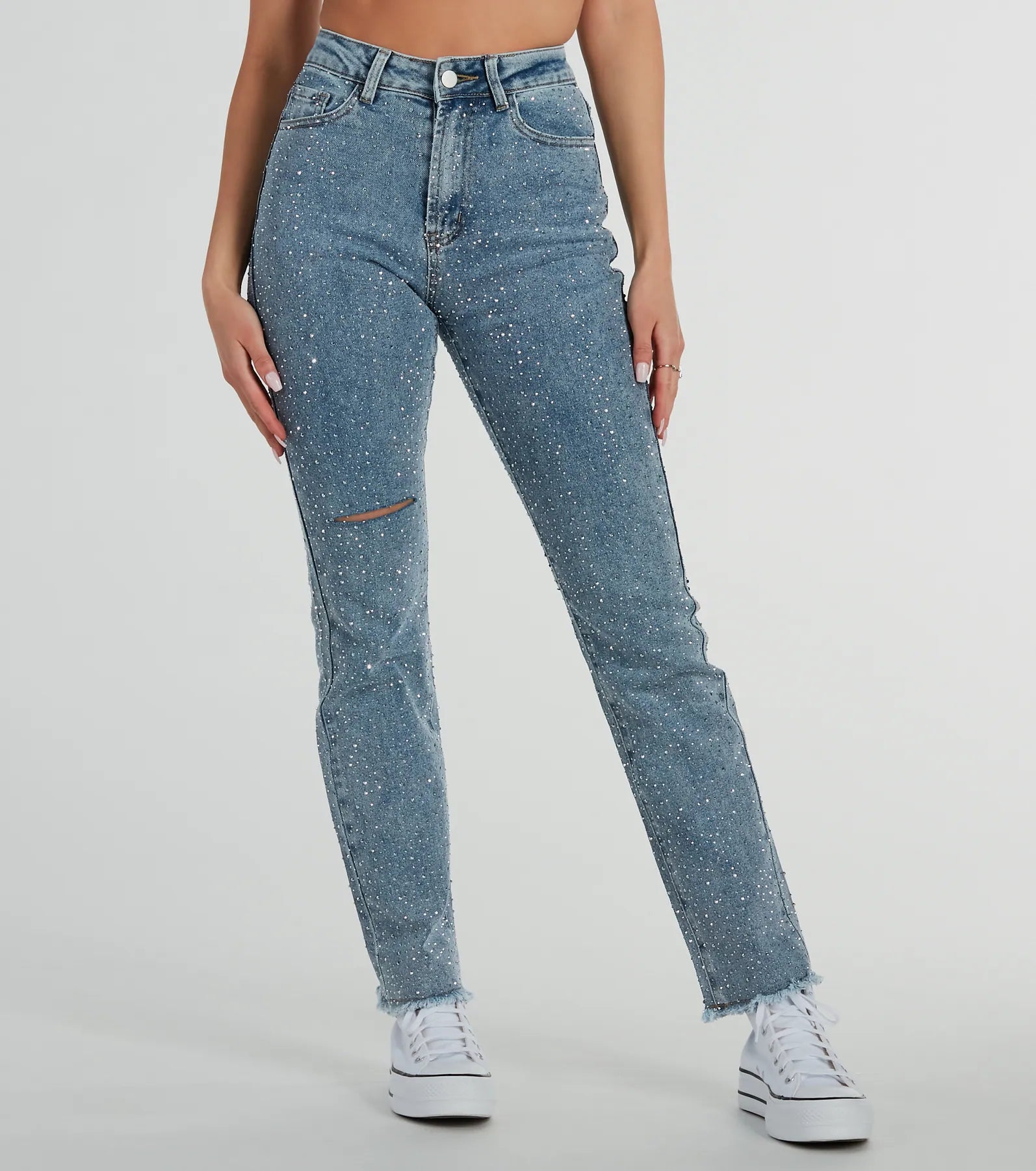 Ultimate Glam Rhinestone High-Waist Jeans