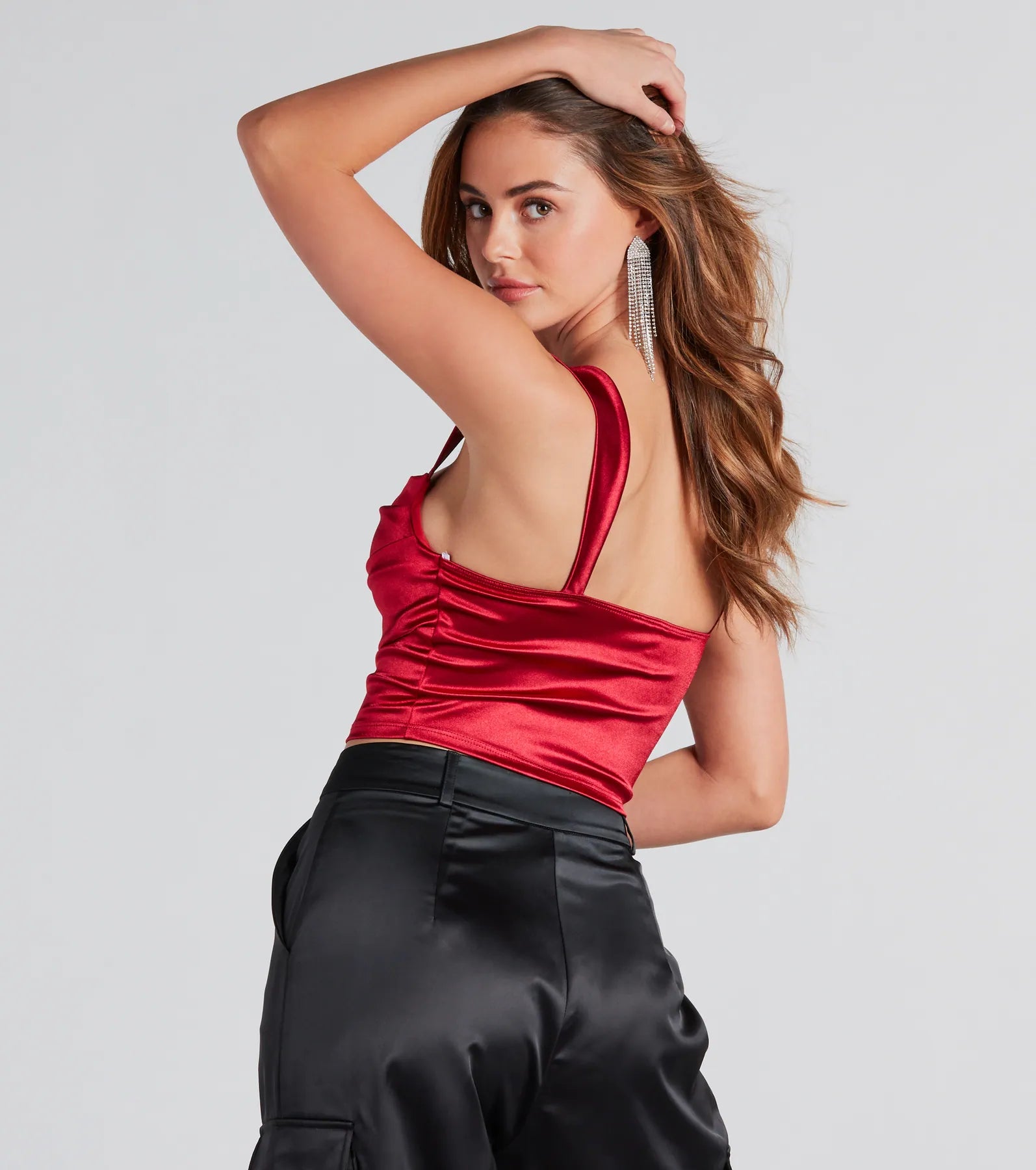 Premium Ruched Satin Crop Top - Ultimate Party Stunner