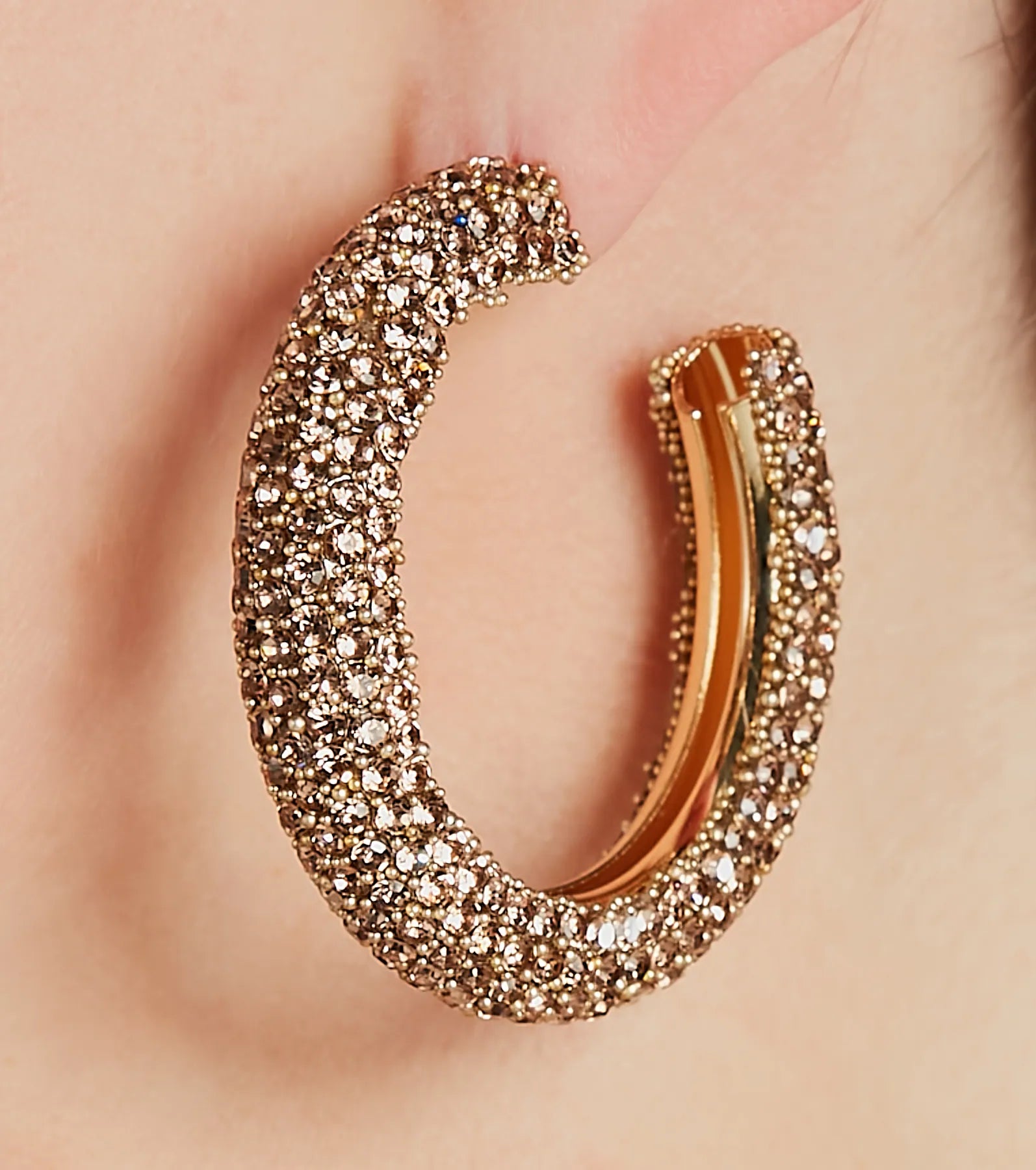 Ultimate Glam Rhinestone-Beaded Hoop Earrings for Party Nights