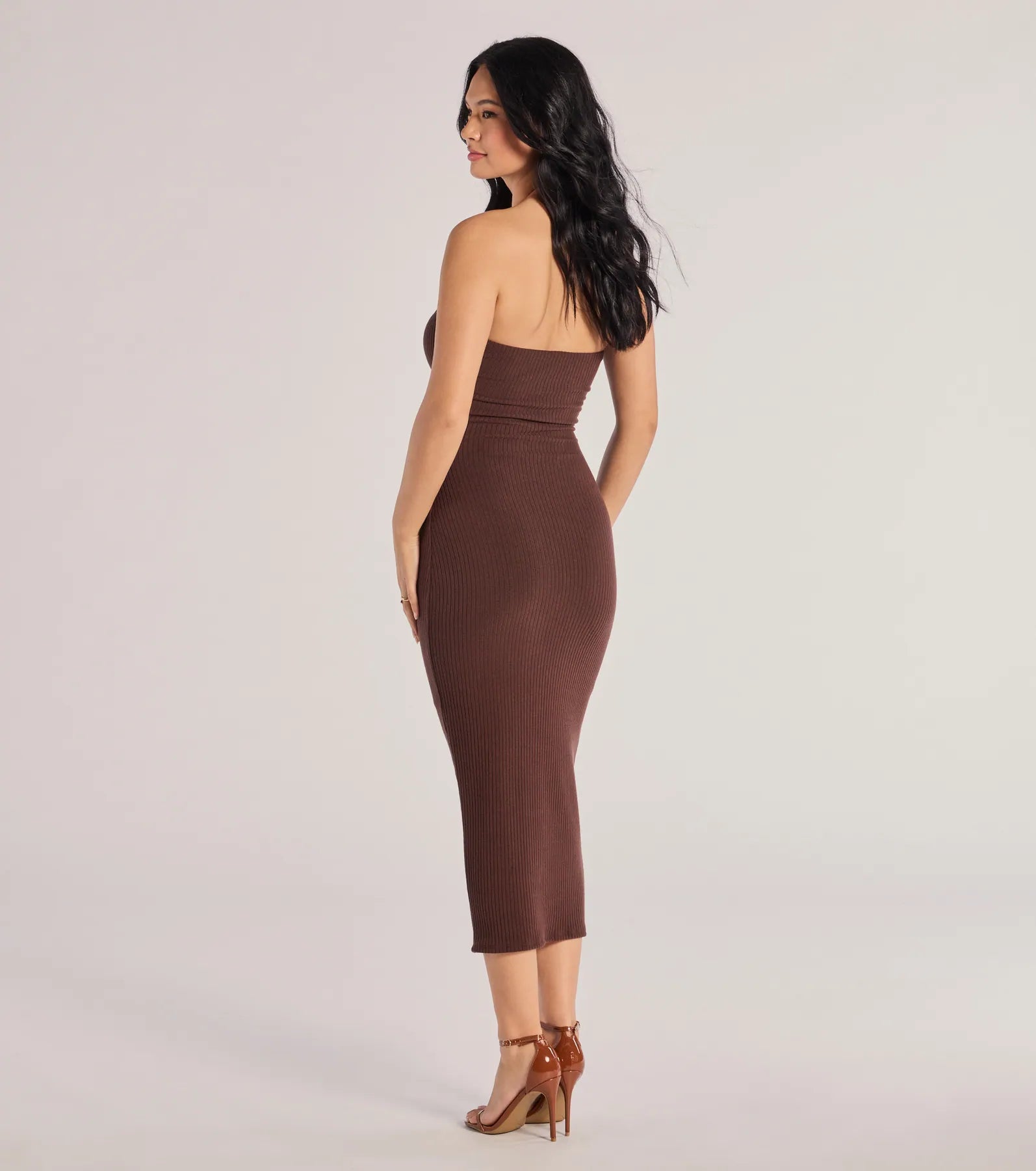 Ultimate Rib Knit Strapless Midi Dress - She's The Main Collection