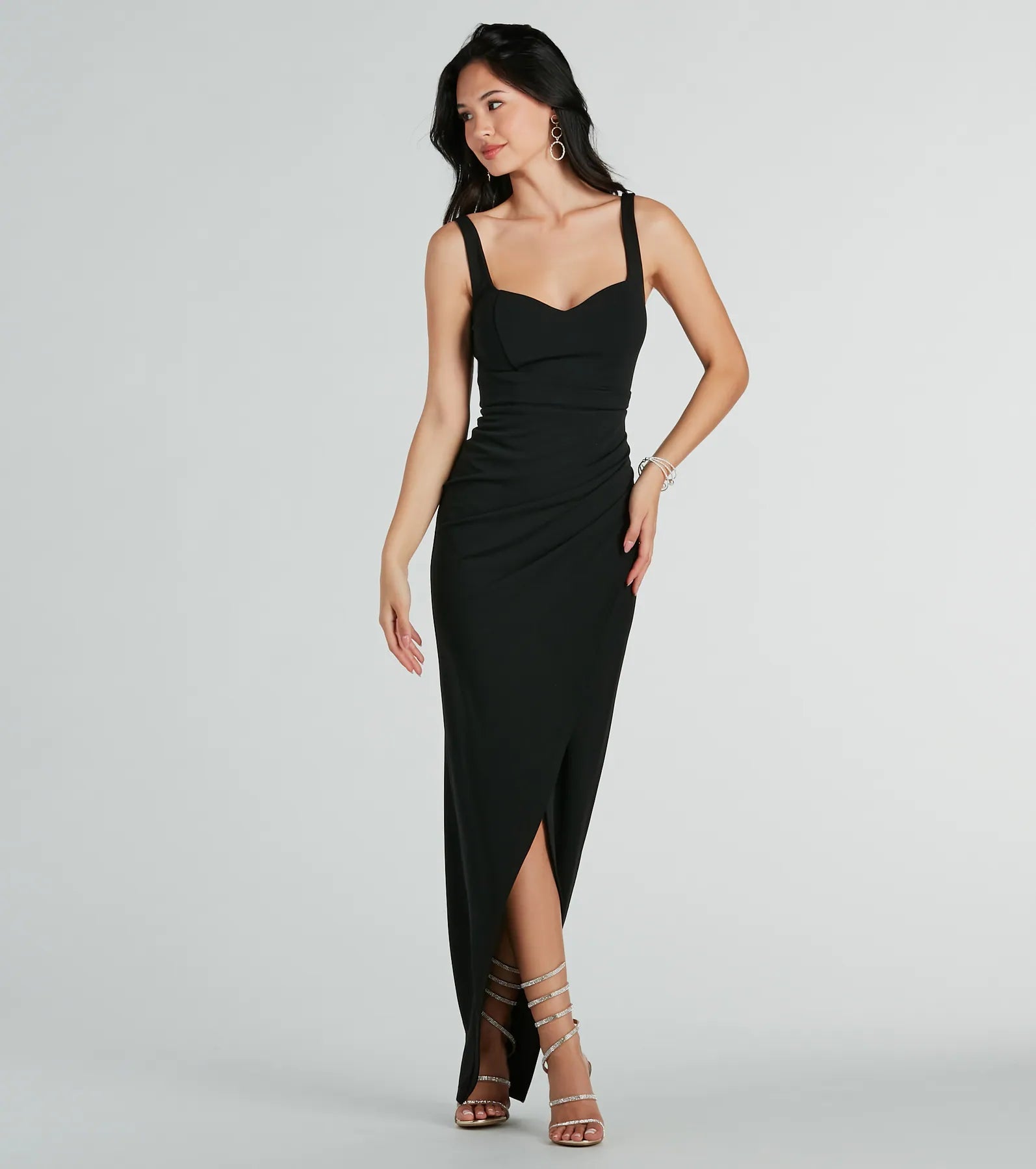 Premium Nanali Crepe Sweetheart Wrap Gown - Ultimate Elegance