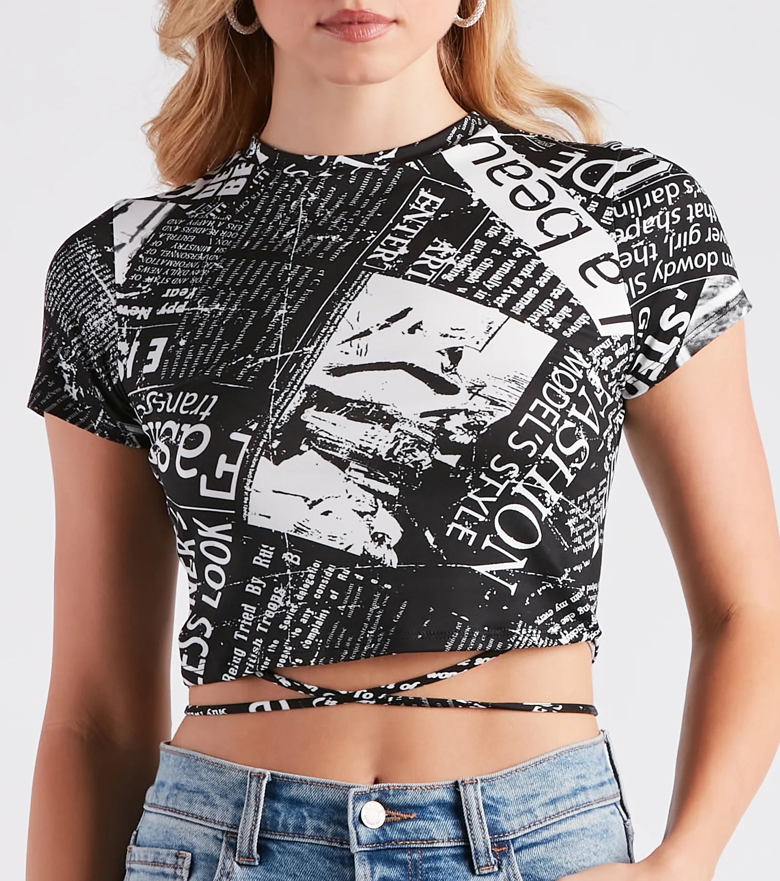 Ultimate Newspaper Print Crop Top - Stay Trendy & Chic