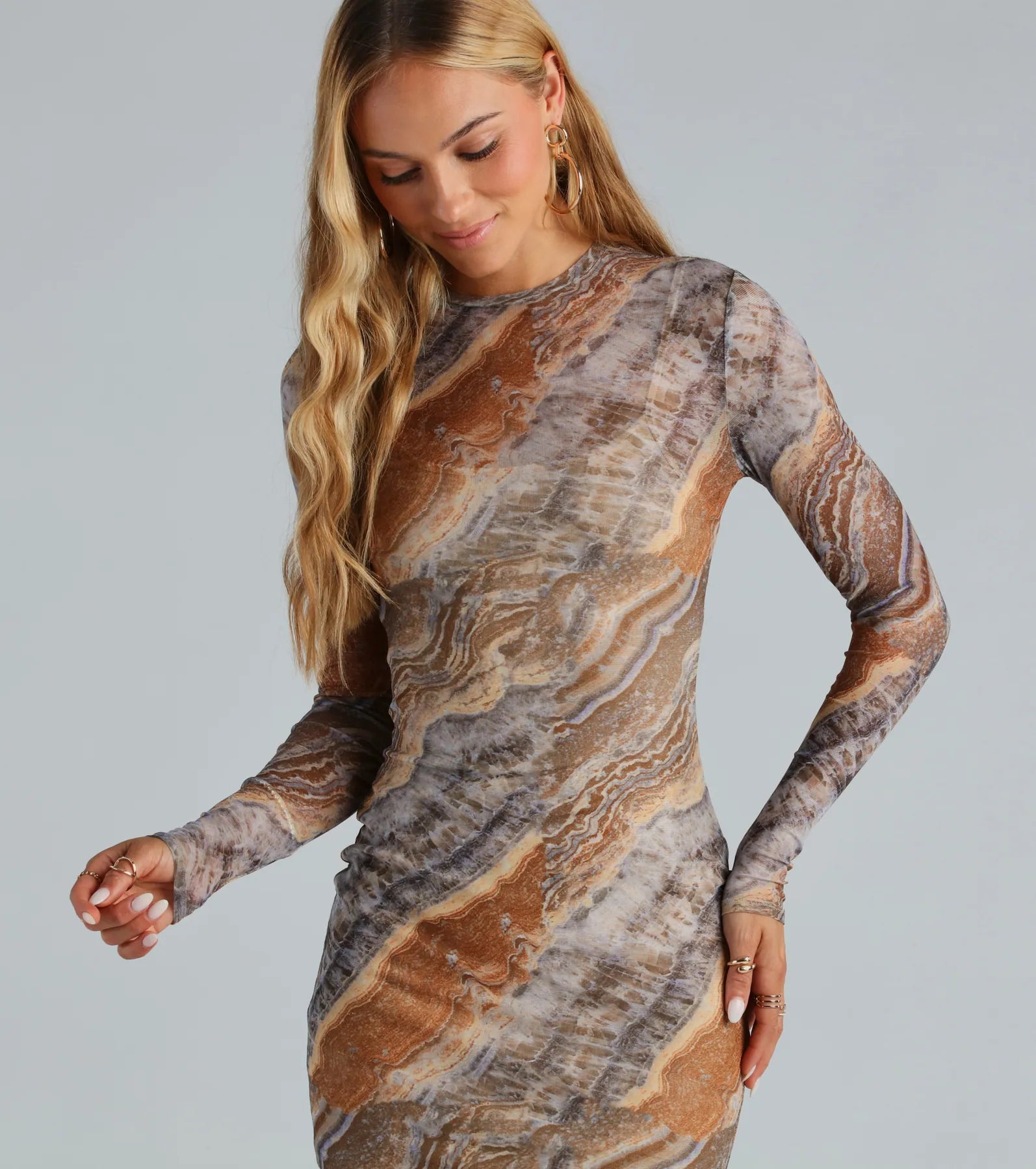 Ultimate Rare Marble Print Mini Dress - Stand Out in Style