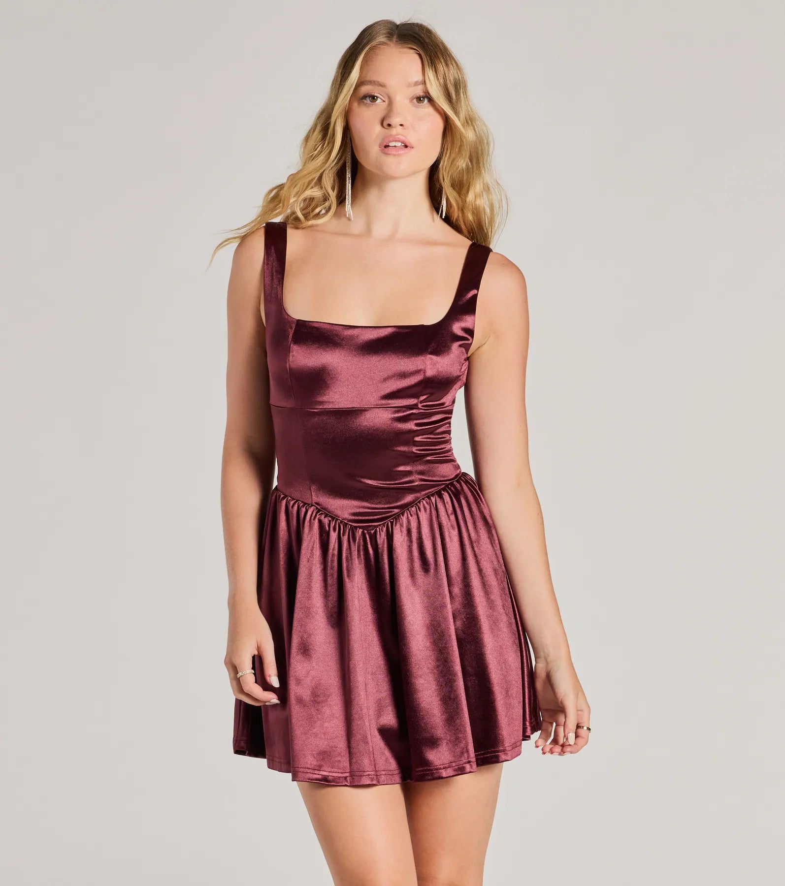 Premium Satin Skater Dress - Captivating Tie-Back Design