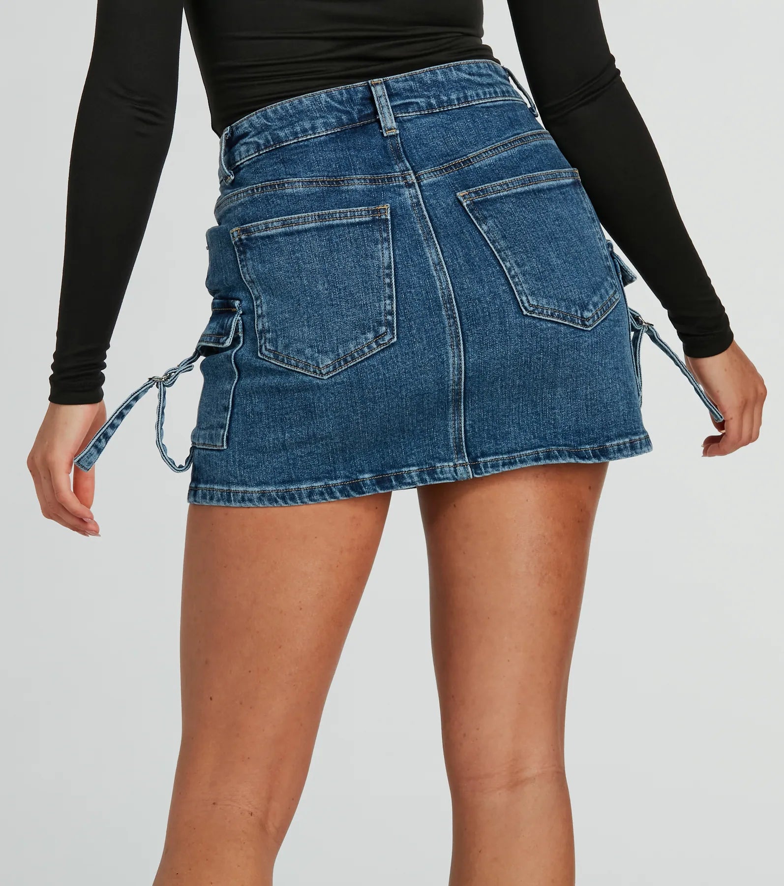 Ultimate Cool & Confident Cargo Denim Mini Skirt