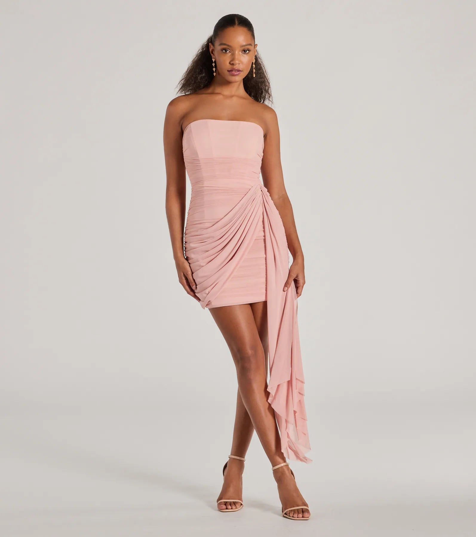 Ultimate Kaiya Strapless Bodycon Dress with Flowy Side Train