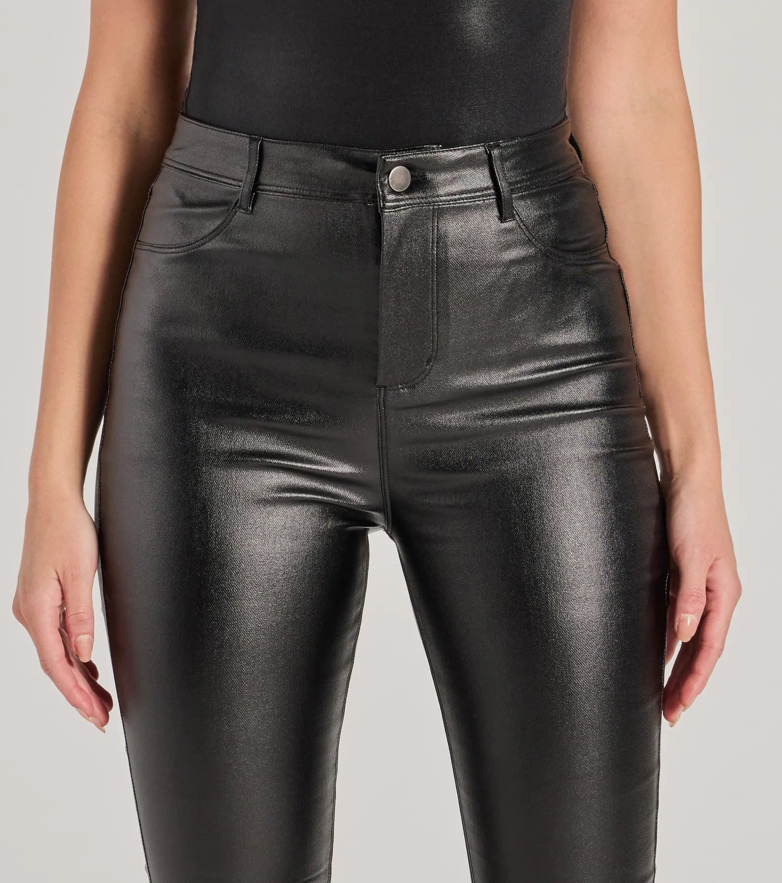 Premium Sleek Business High-Rise Faux Leather Flare Pants