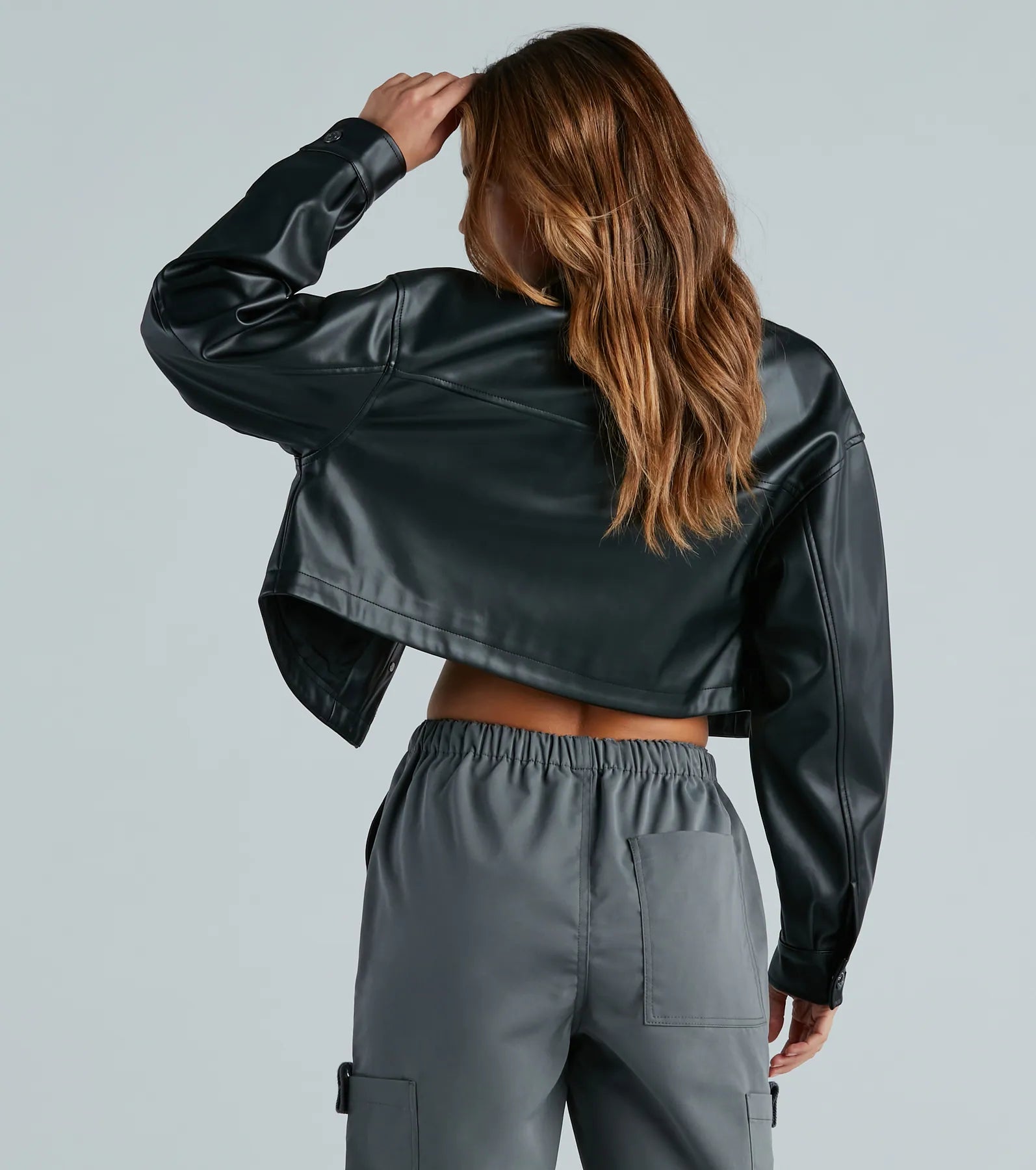 Premium Faux Leather Crop Shacket - Ultimate Edgy Style