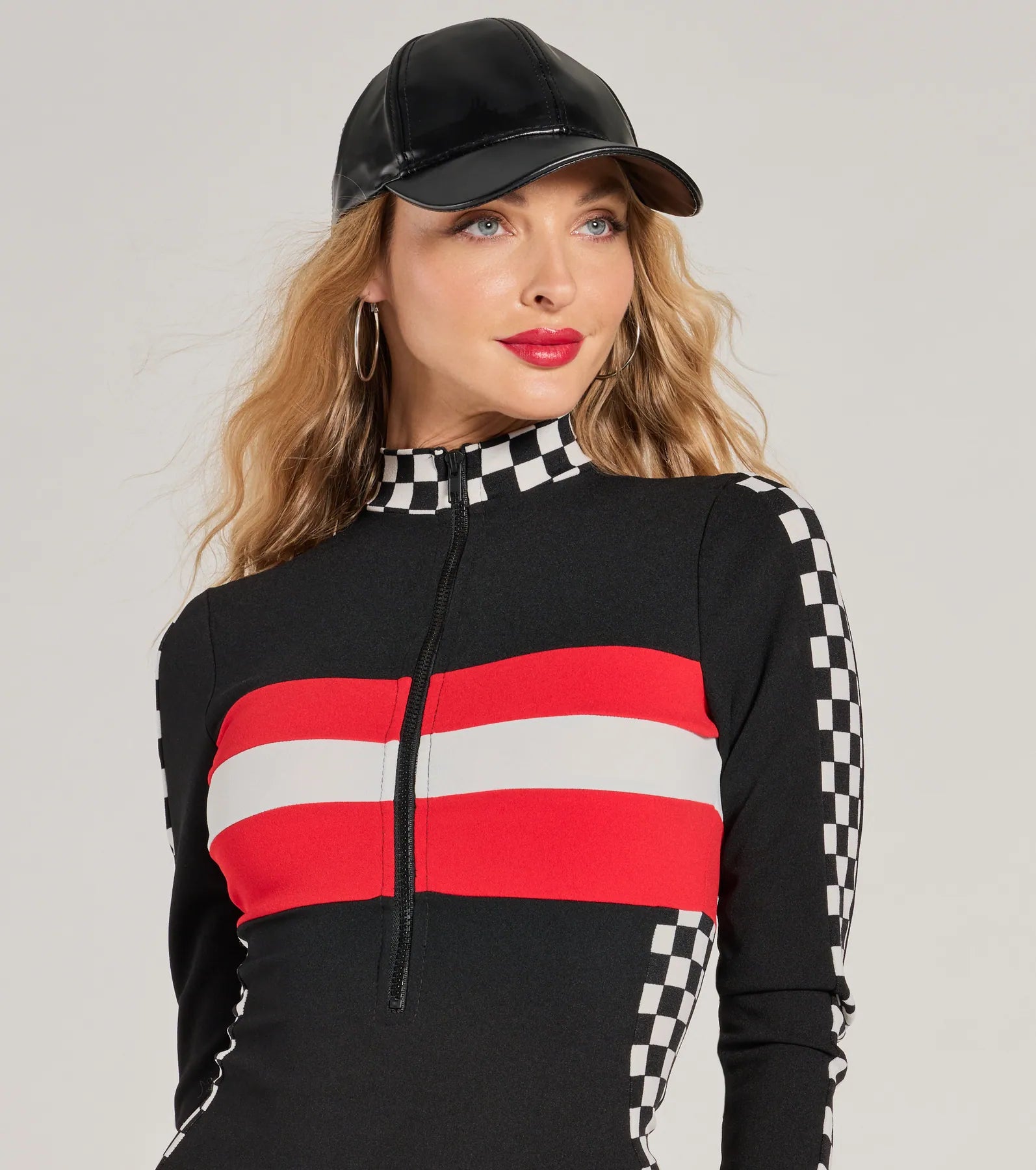 Ultimate Racing Hottie Long Sleeve Checkered Bodysuit - Halloween Edition