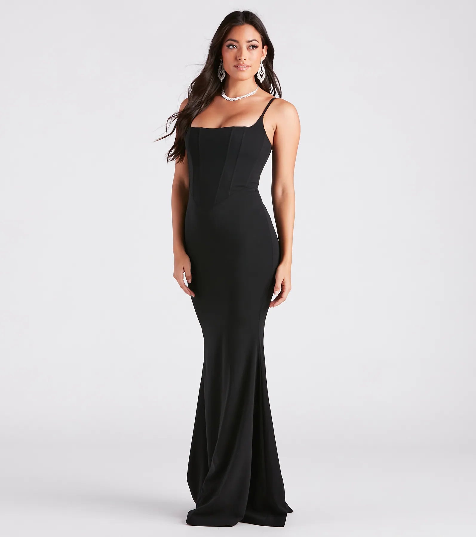 Premium Klarissa Elegant Crepe Mermaid Gown