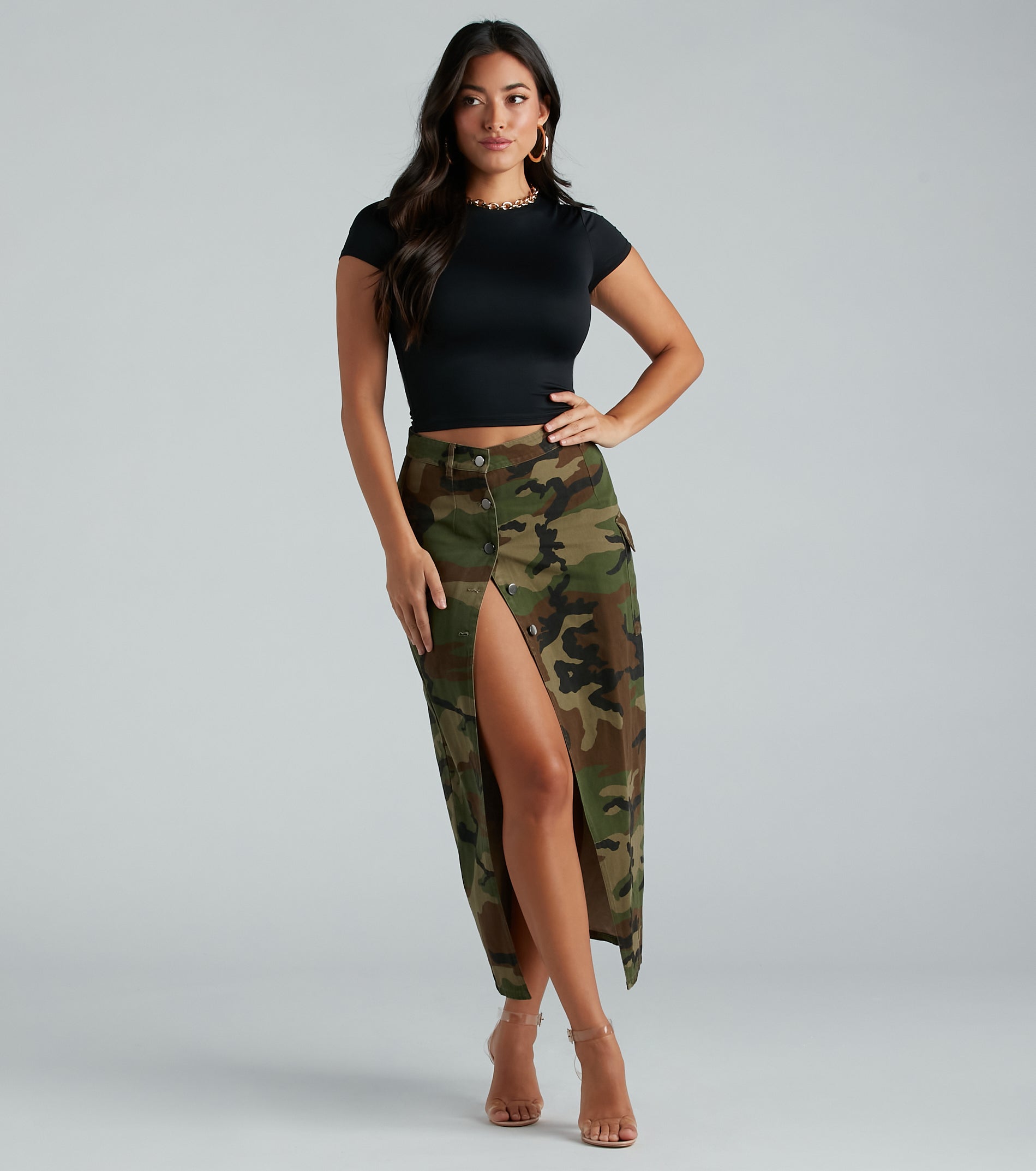 Ultimate Camo Denim Maxi Skirt - Commander In Cute