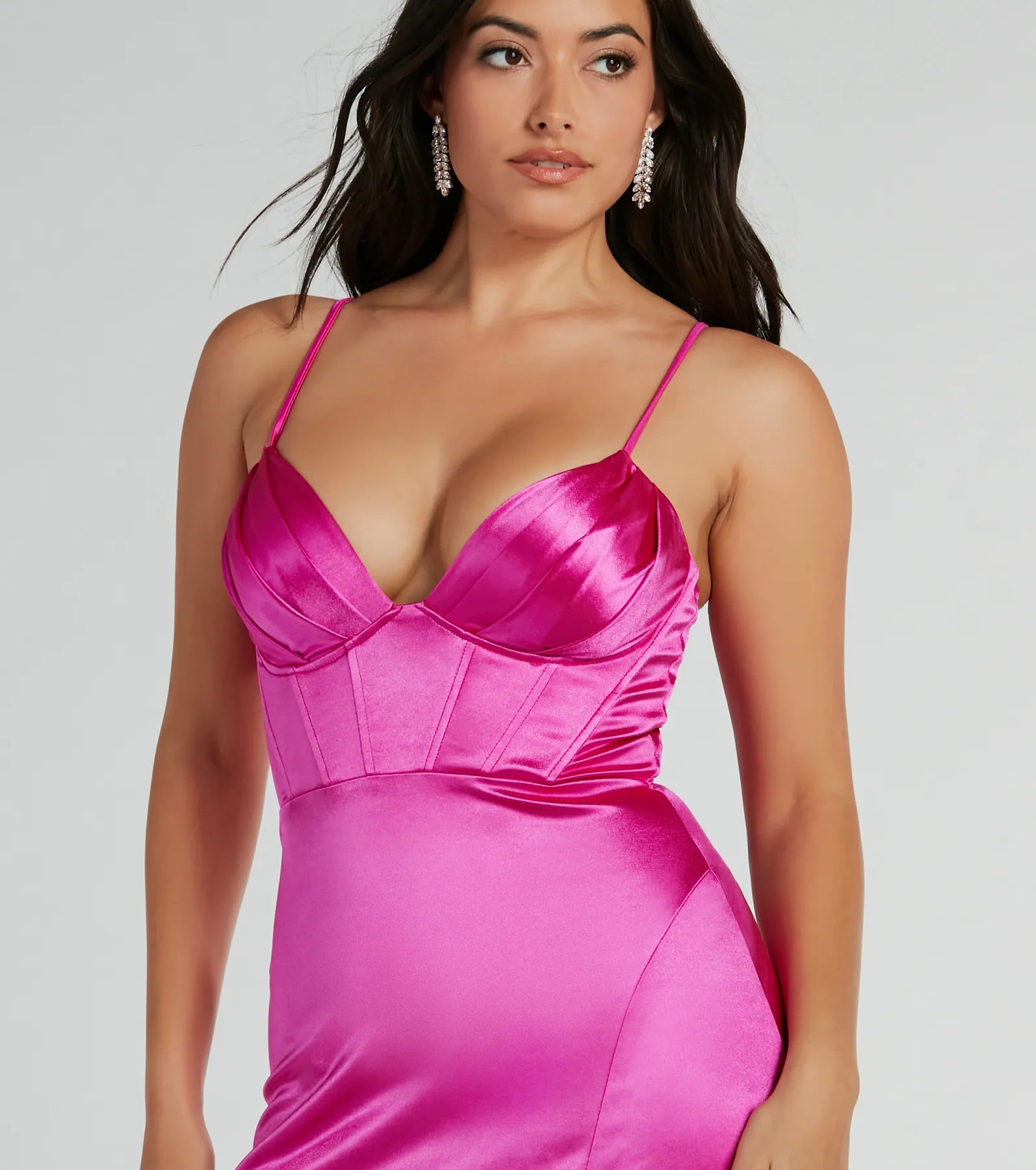 Premium Haley Corset Slit A-Line Satin Formal Gown