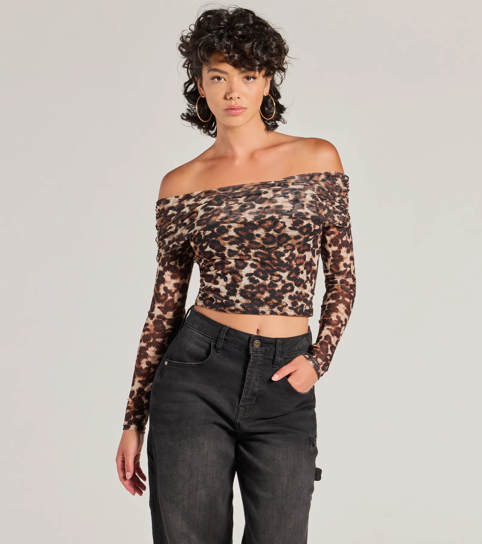 Ultimate Chic Leopard Print Off-The-Shoulder Top - Elevate Your Style