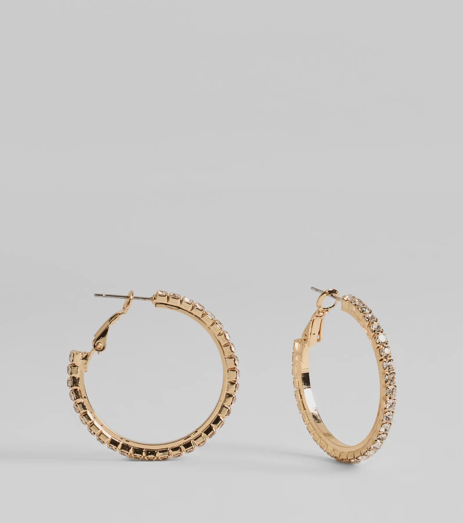 Premium Sparkle Rhinestone Hoop Earrings - Everyday Glamour