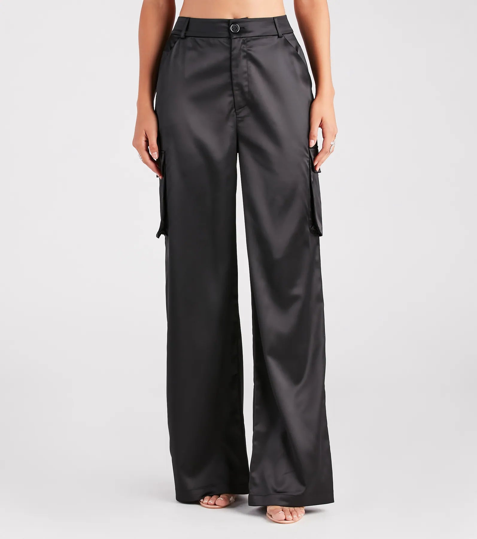 Premium Satin Straight-Leg Cargo Pants - Elevate Your Style