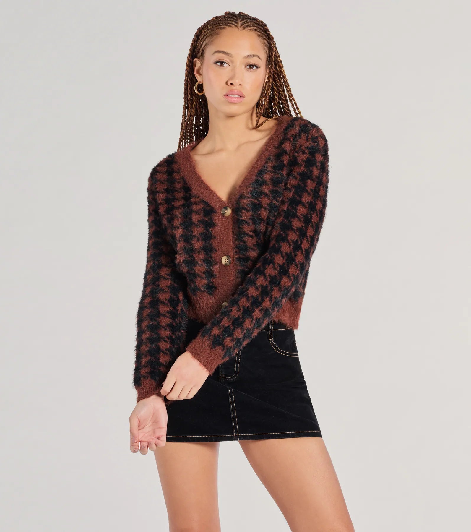 Premium Houndstooth Knit Cardigan - Ultimate Comfort & Style