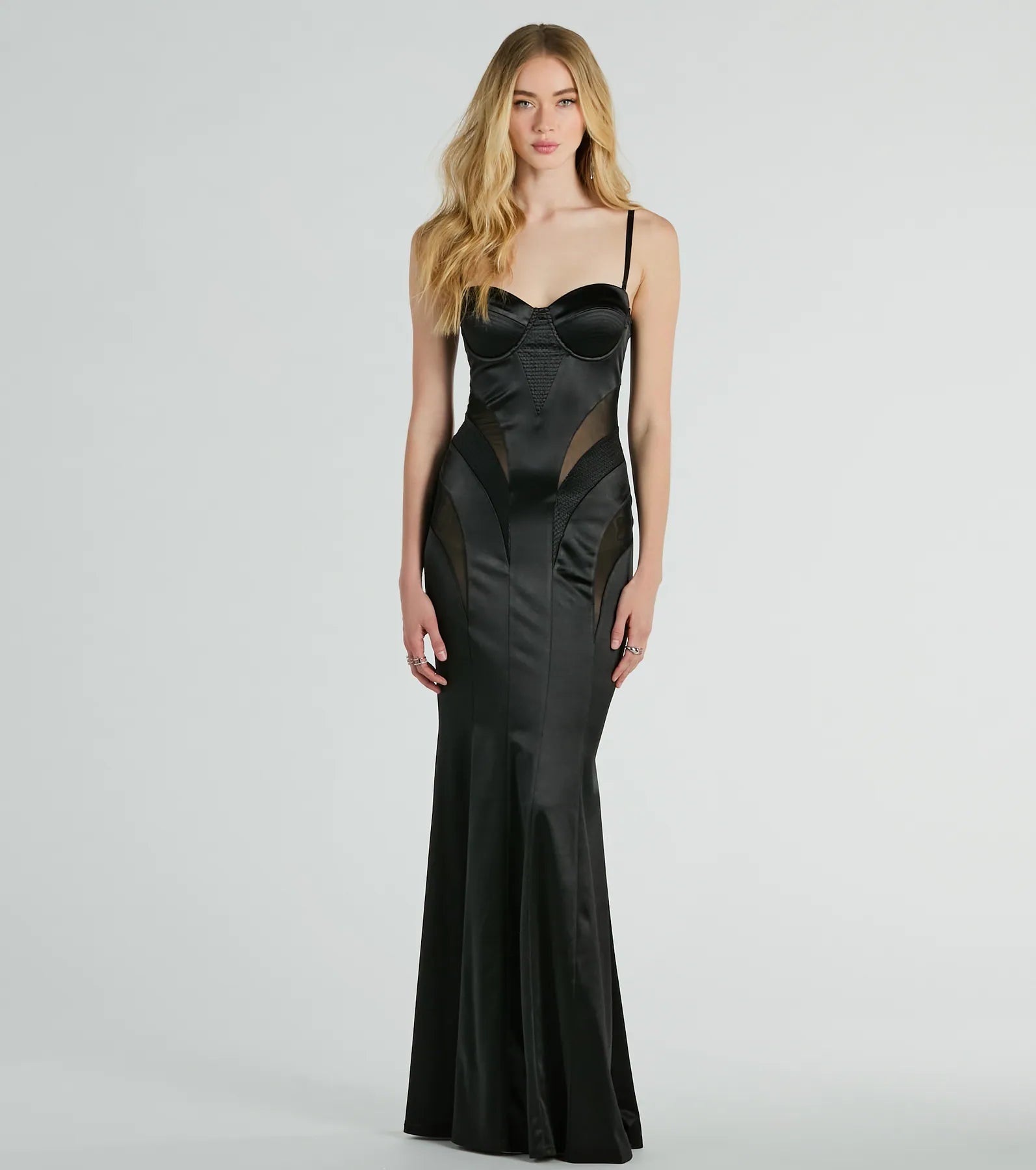 Premium Kaya Bustier Mesh Satin Mermaid Gown for Formal Events