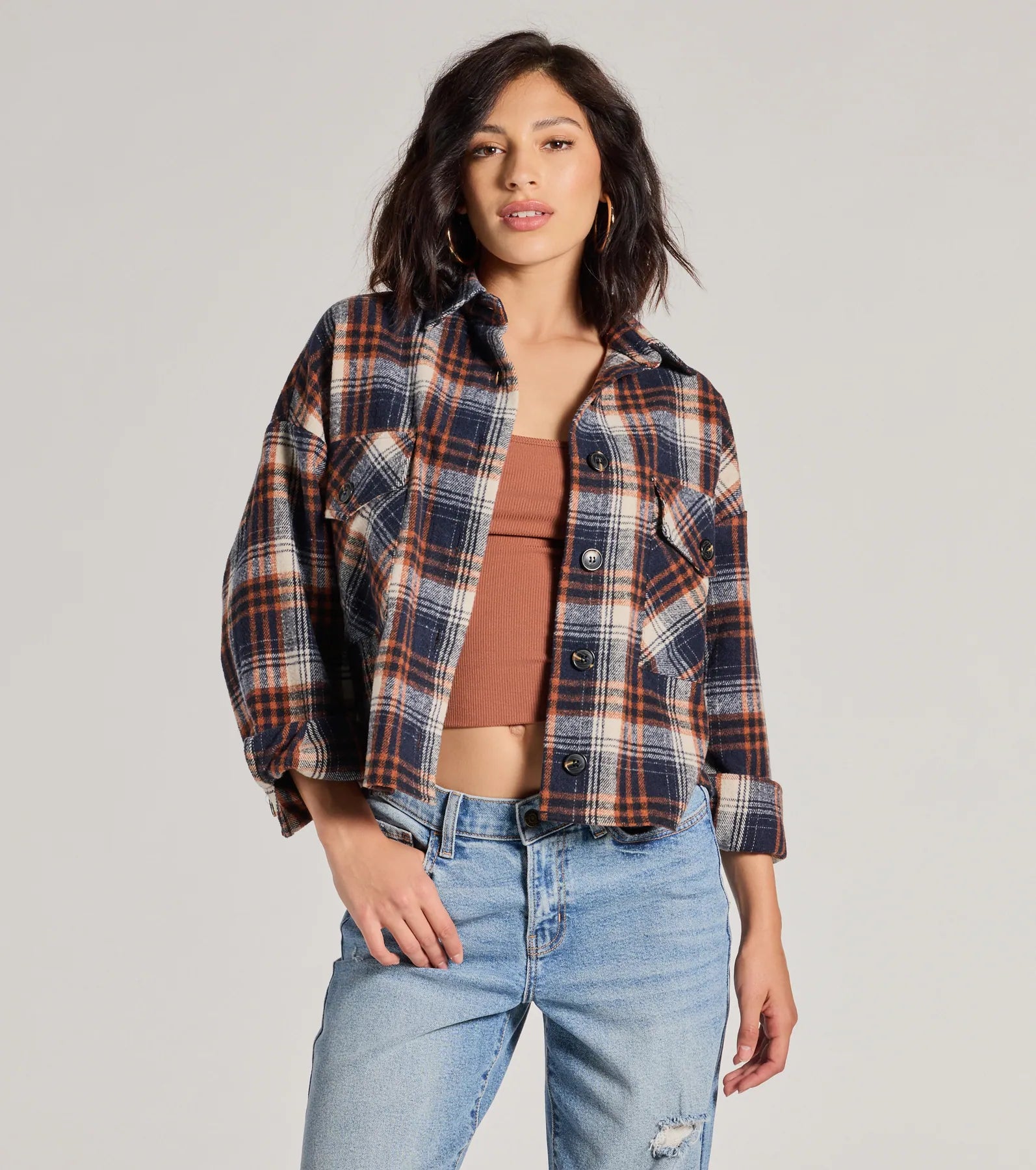 Premium Vibes Cropped Plaid Shacket - Ultimate Winter Style