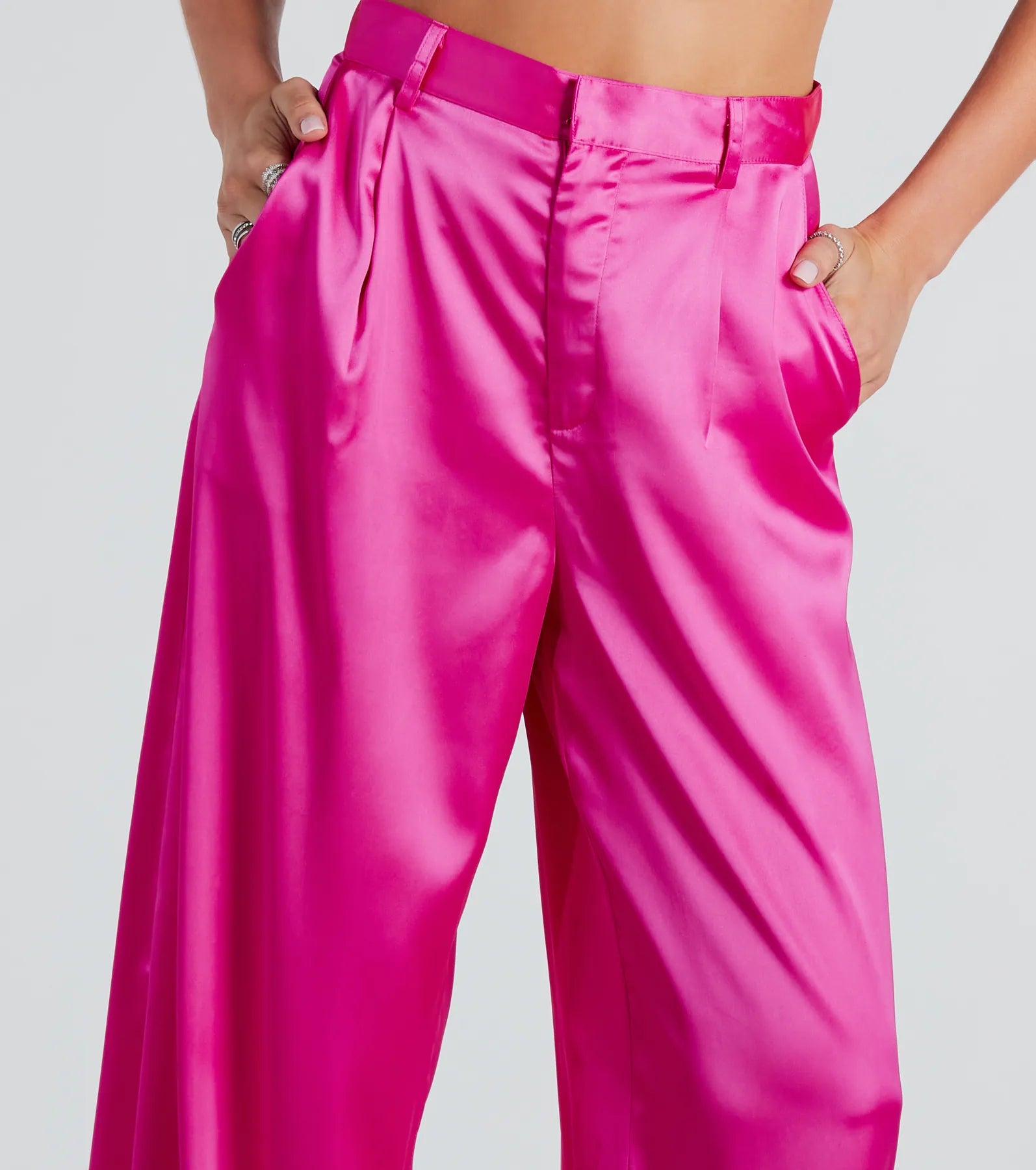 Premium Satin Wide-Leg Pants - Power Vibe Collection