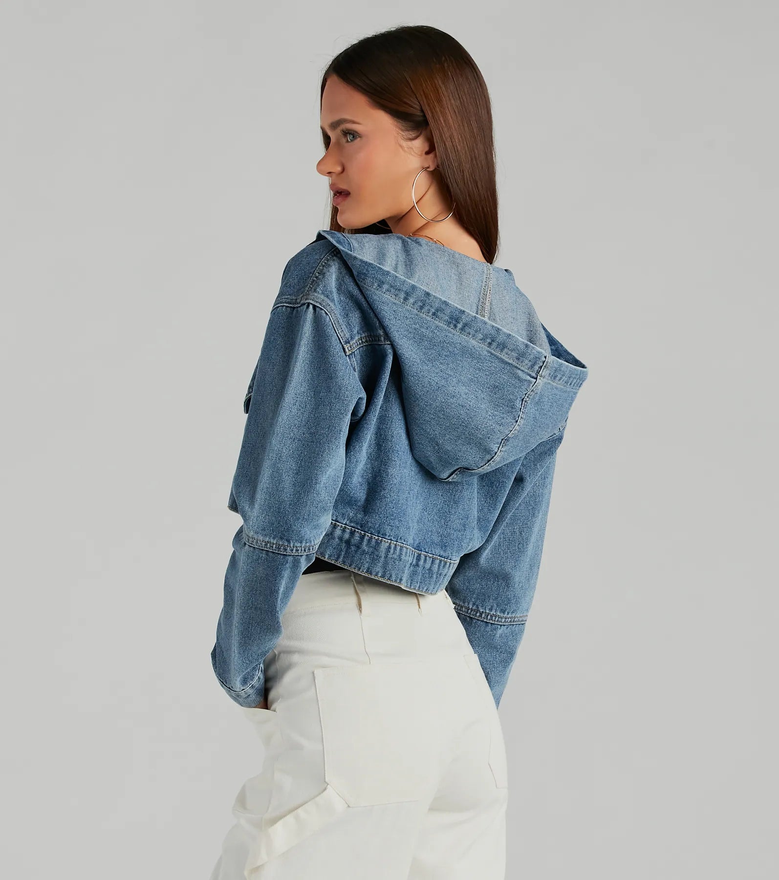 Ultimate Denim Crop Hoodie - Laid Back Cool Style