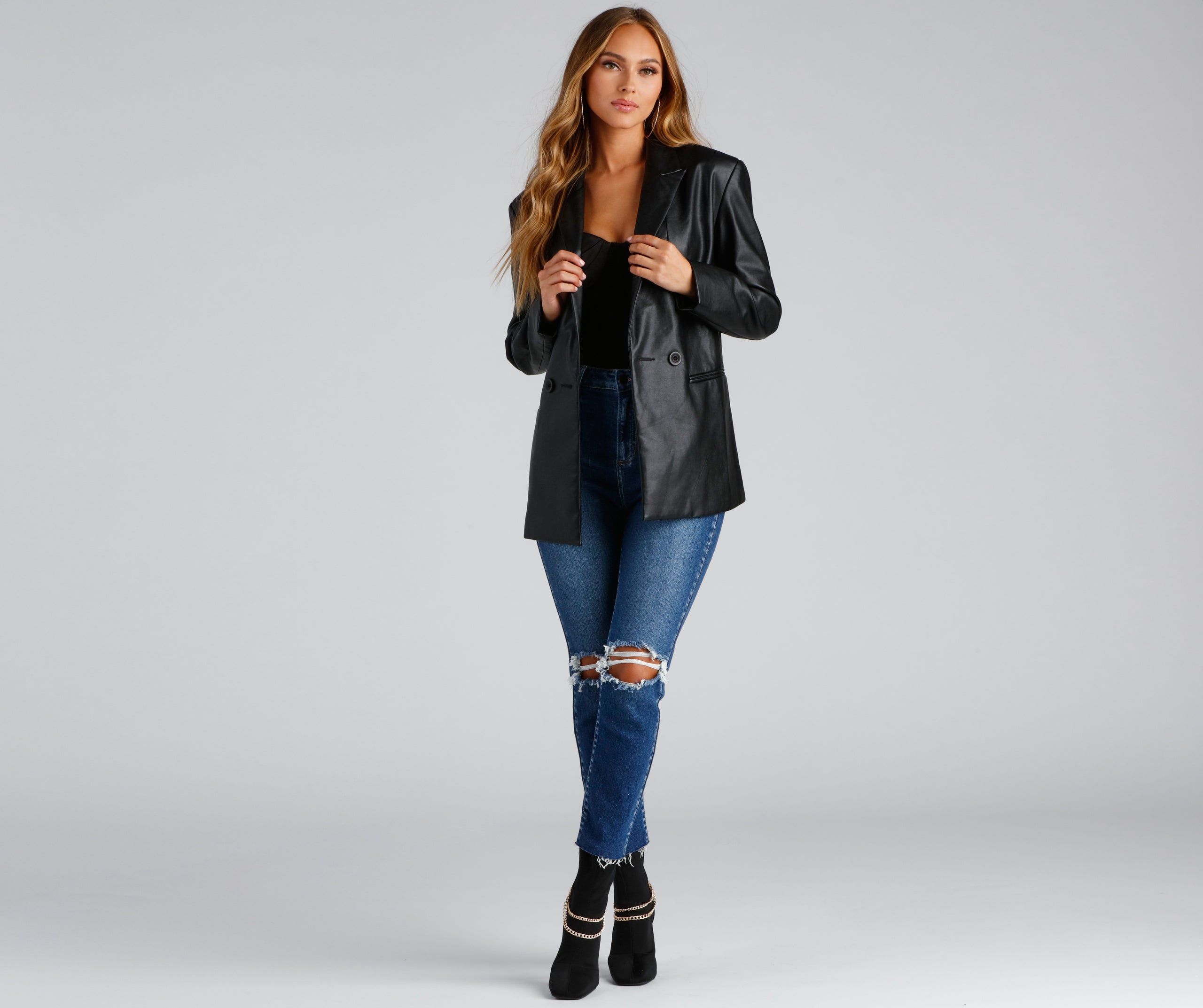 Premium Oversized Faux Leather Blazer - Ultimate Style Upgrade