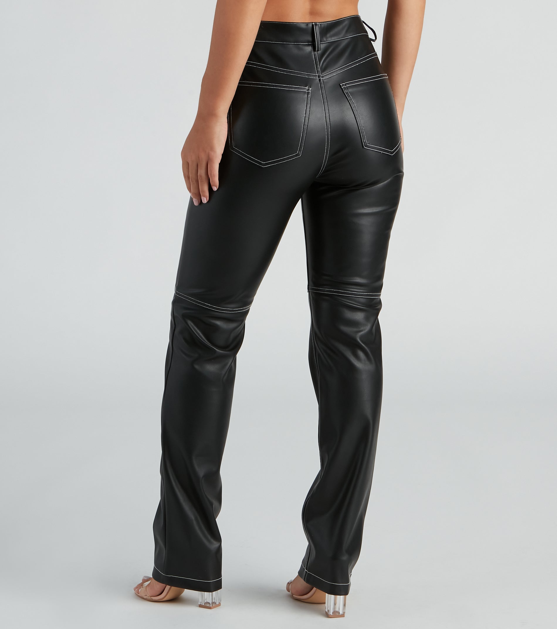 Premium Faux Leather Rocker Pants - Straight Leg Design