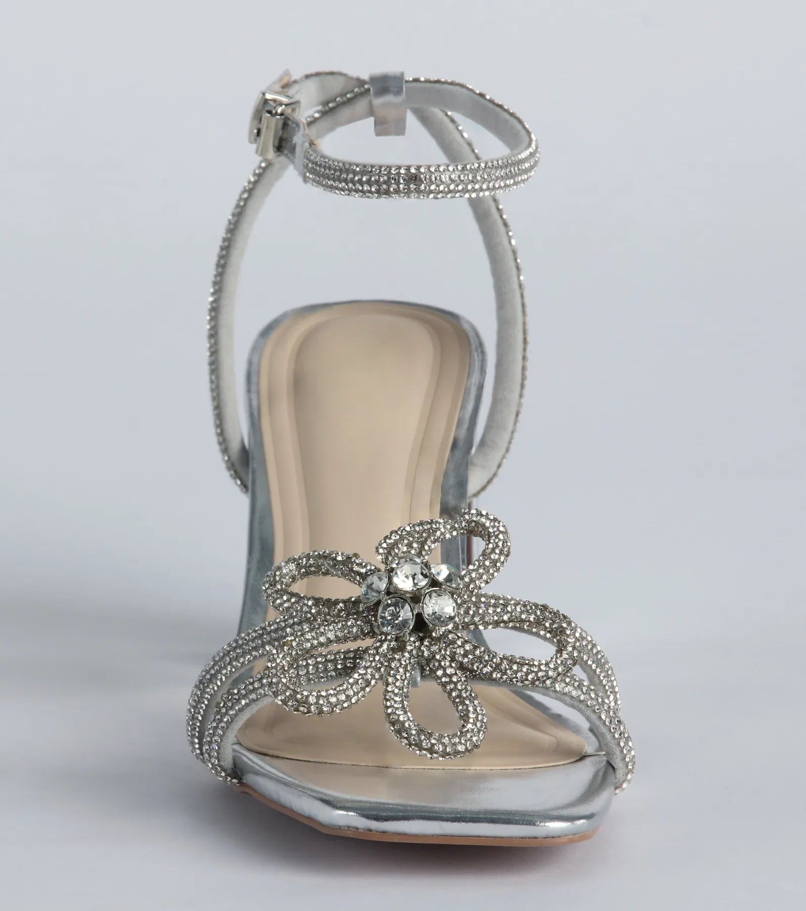 Premium Glam Rhinestone Flower Block Heels - Ultimate Party Essential