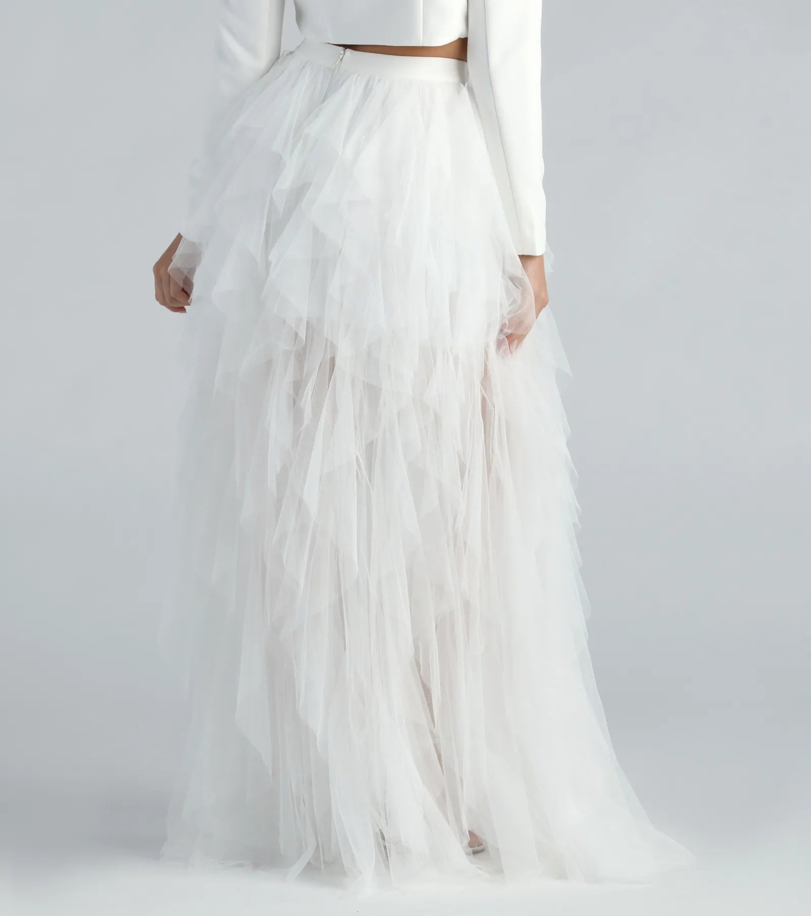 Premium Korrie Formal High-Rise Tulle Slit Maxi Skirt - Ultimate Elegance