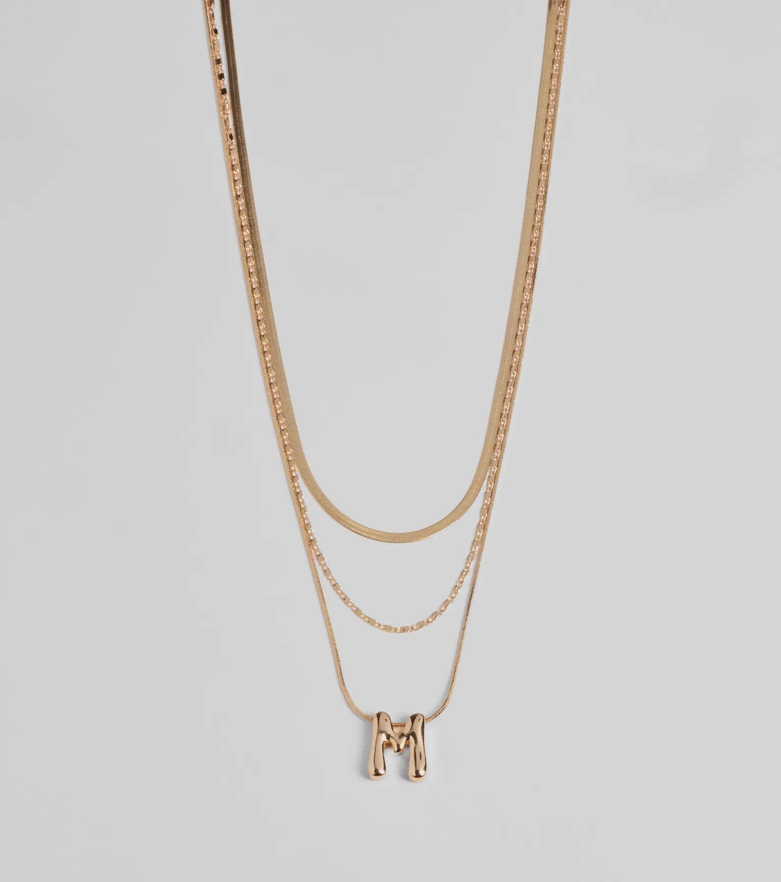 Premium M Initial Layered Bubble Necklace - Elegant Monogram Jewelry