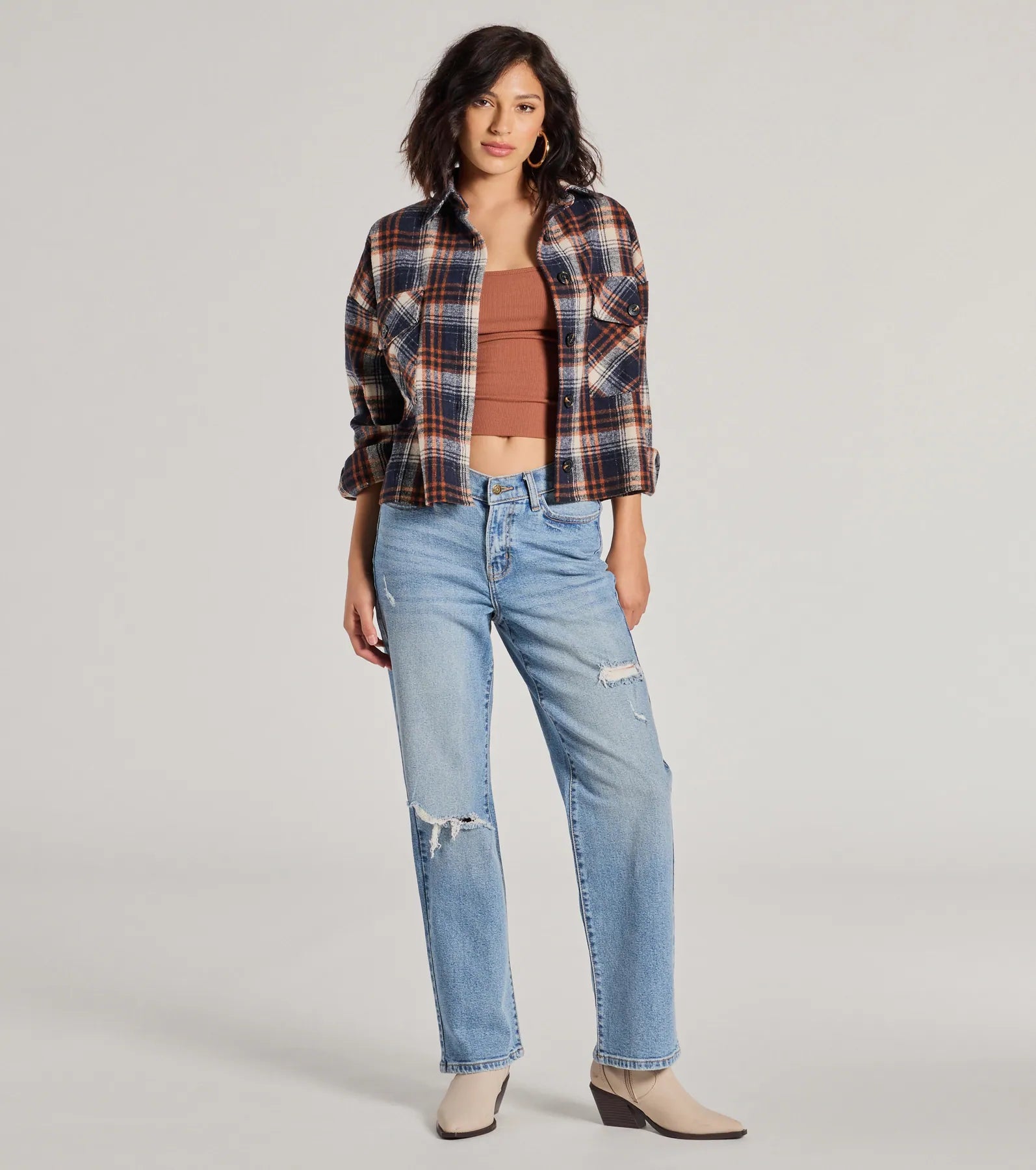 Premium Vibes Cropped Plaid Shacket - Ultimate Winter Style