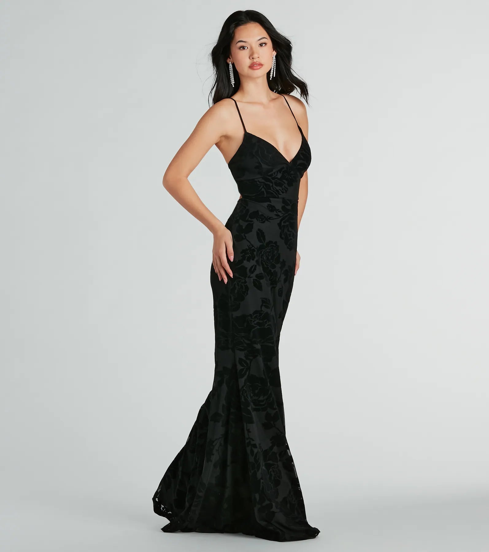 Aly Premium Velvet Lace-Up Mermaid Evening Gown