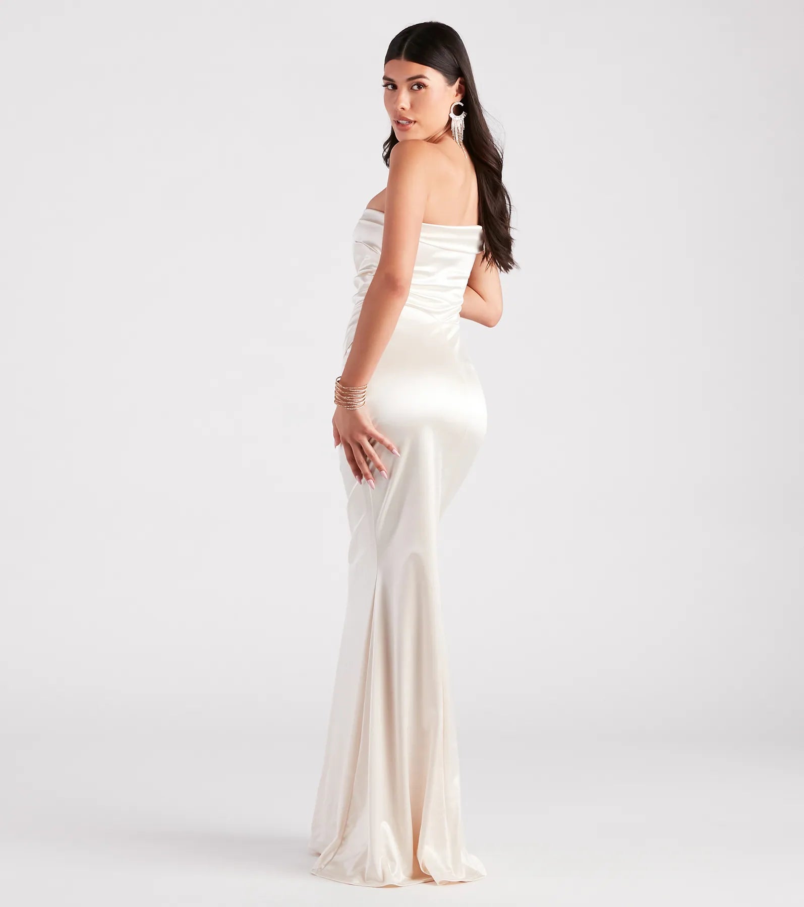 Premium Zoey One-Shoulder Satin Mermaid Gown for Formal Events