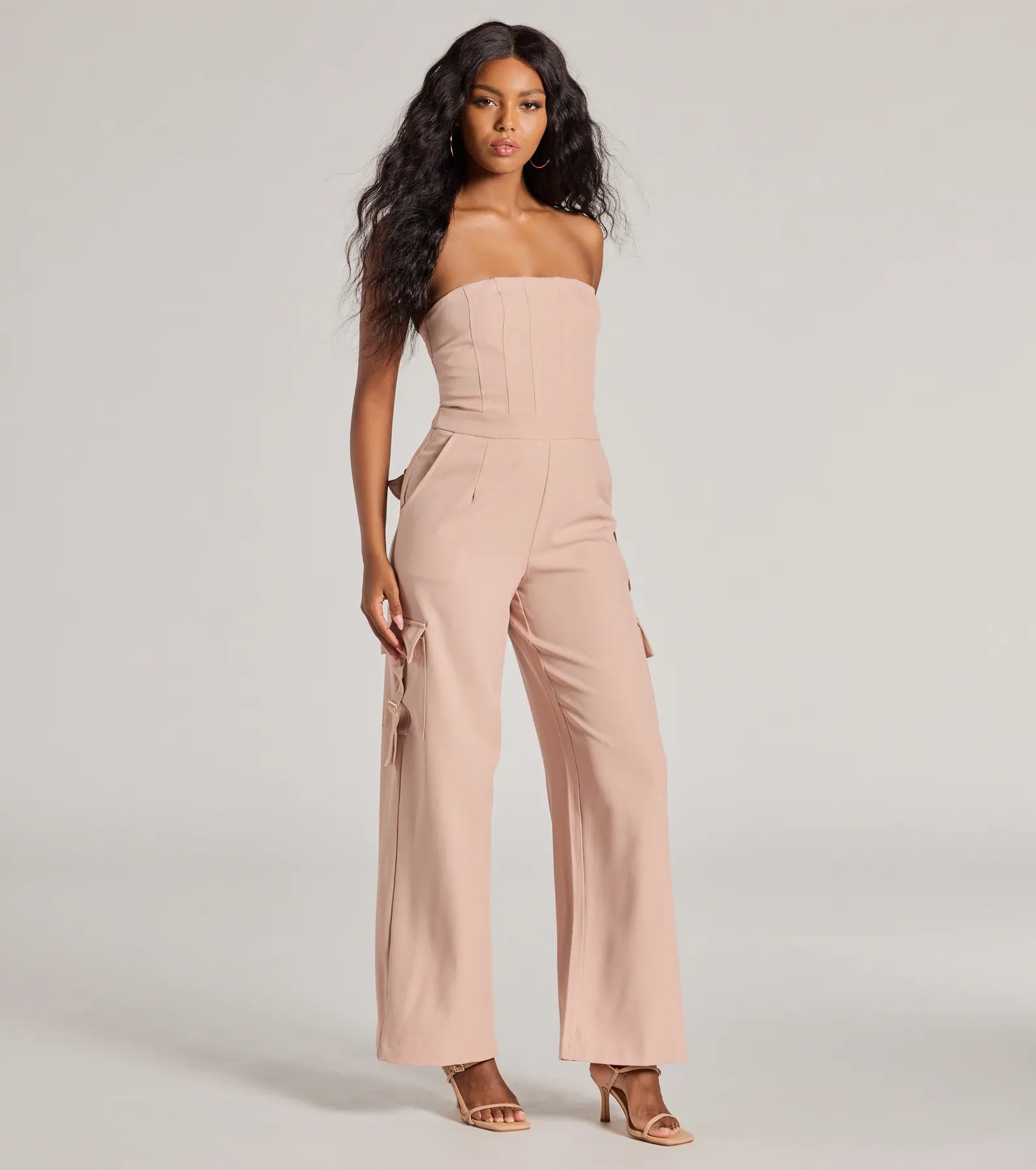 Ultimate Casual-Chic Strapless Cargo Jumpsuit