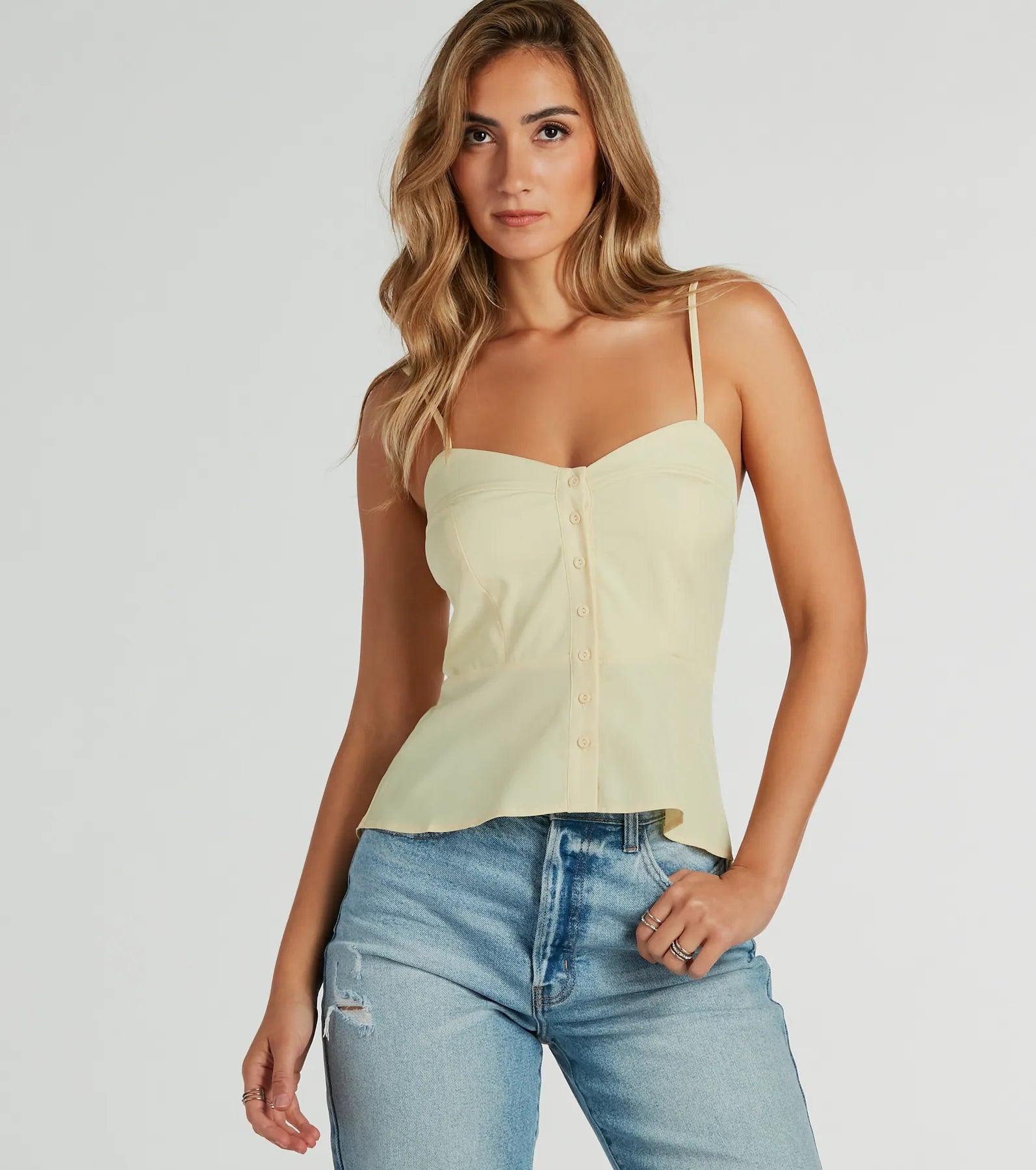 Ultimate Sweet Admiration Button Peplum Tank Top