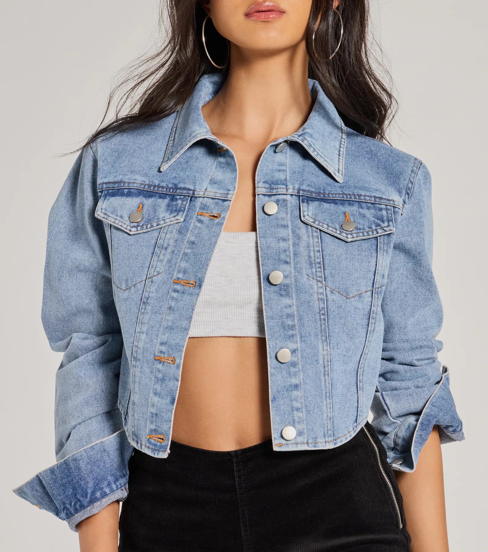 Premium Cropped Denim Jacket - Ultimate Classic Style