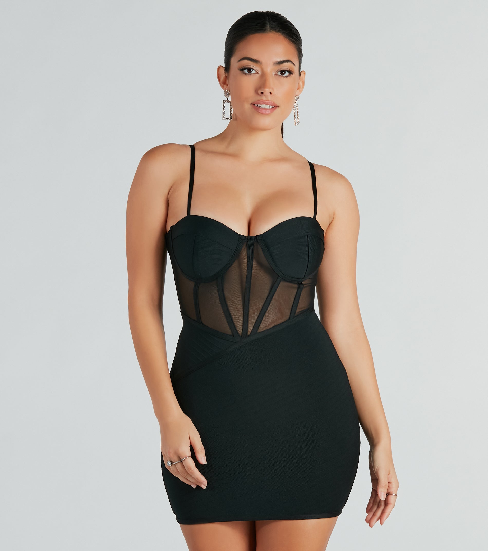 Ultimate Allure Sheer Corset Mini Bandage Dress - Premium Night Out Essential